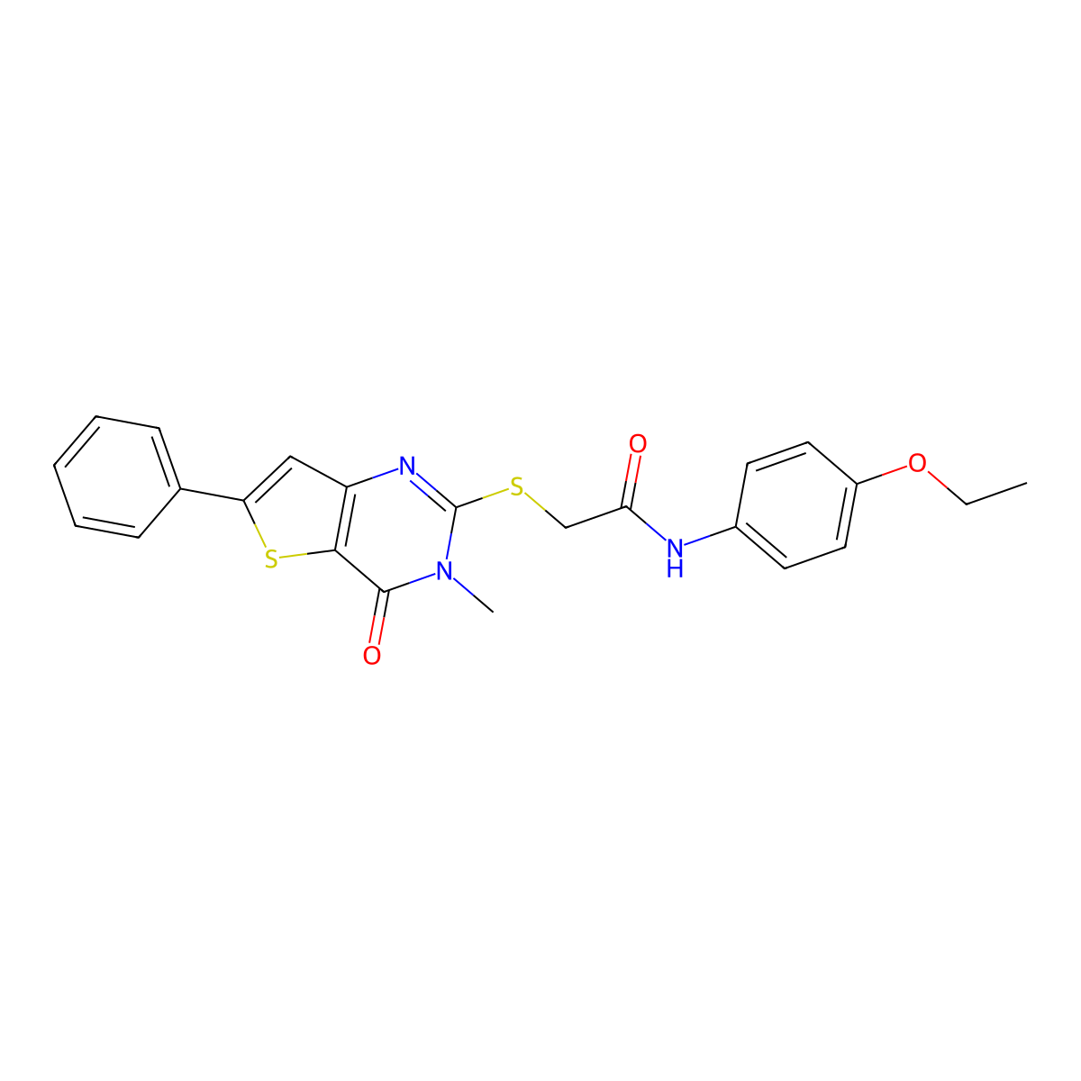 N-(4-ethoxyphenyl)-2-({3-methyl-4-oxo-6-phenyl-3H,4H-thieno[3,2-d]pyrimidin-2-yl}sulfanyl)acetamide molecular structure, CAS 1105199-36-7