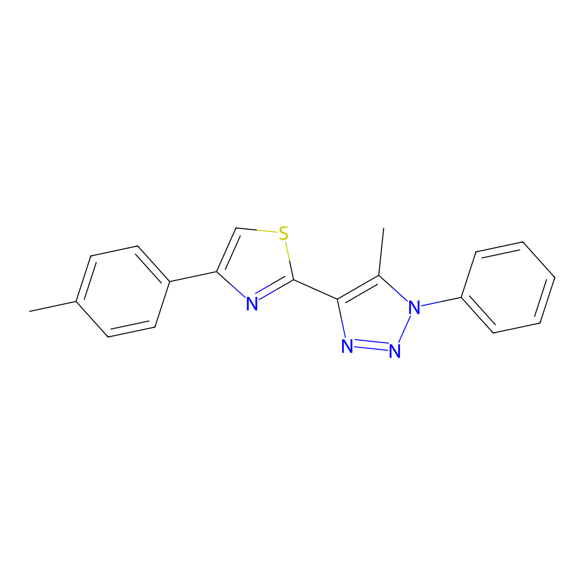 2-(5-methyl-1-phenyl-1H-1,2,3-triazol-4-yl)-4-(p-tolyl)thiazole molecular structure, CAS 1105199-39-0