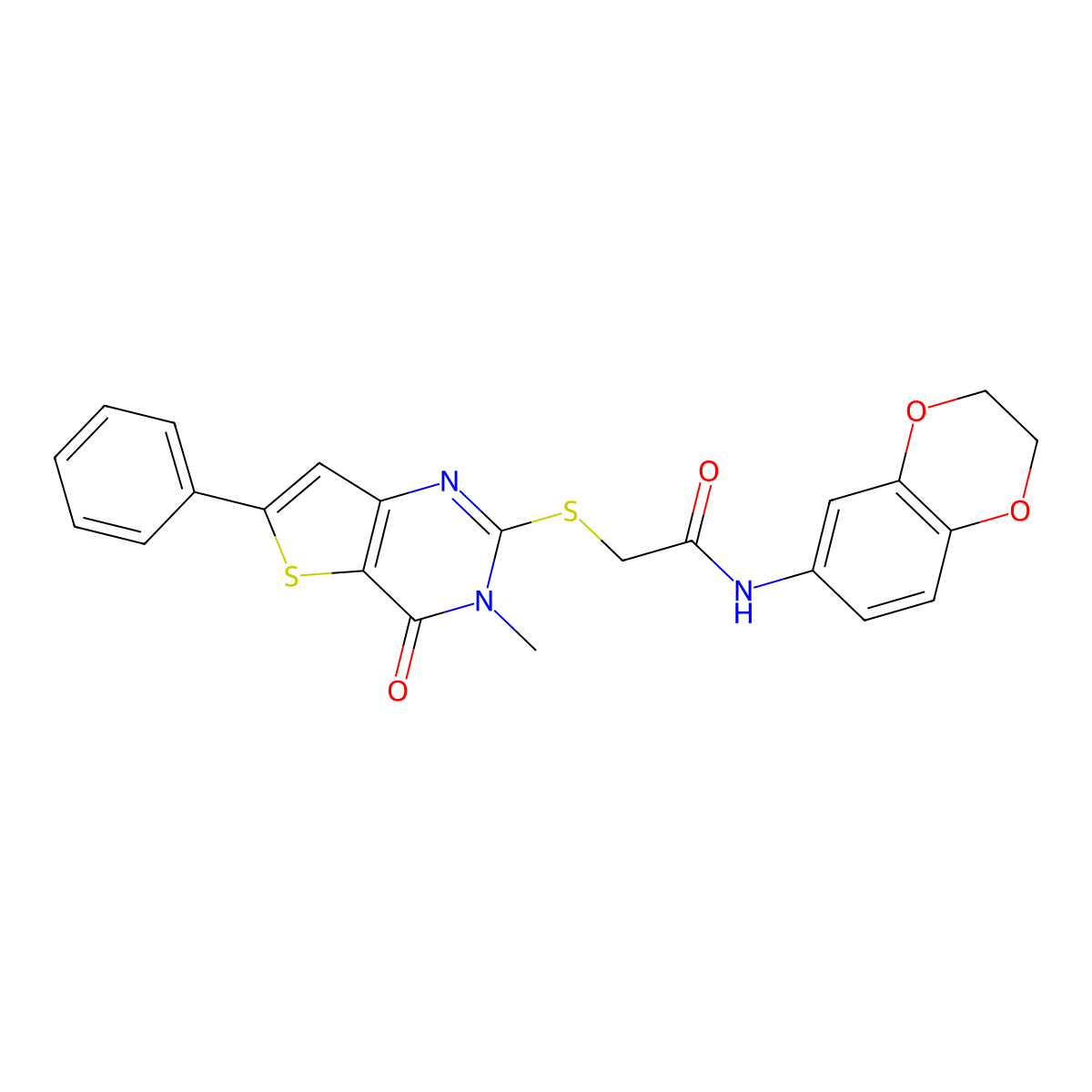 N-(2,3-dihydro-1,4-benzodioxin-6-yl)-2-({3-methyl-4-oxo-6-phenyl-3H,4H-thieno[3,2-d]pyrimidin-2-yl}sulfanyl)acetamide molecular structure, CAS 1105199-42-5