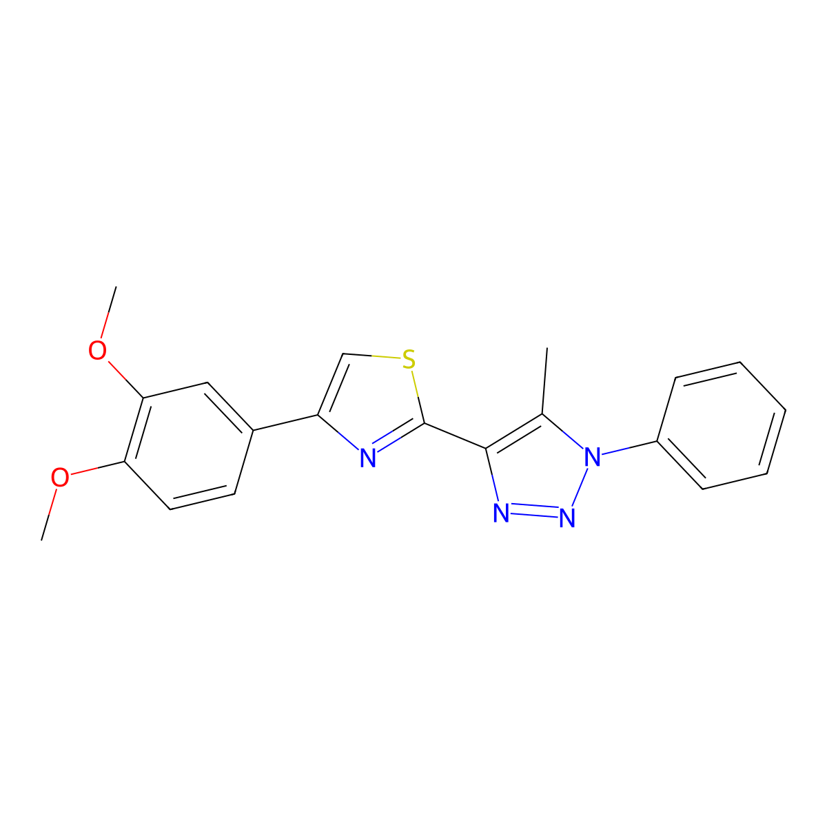 4-[4-(3,4-dimethoxyphenyl)-1,3-thiazol-2-yl]-5-methyl-1-phenyl-1H-1,2,3-triazole molecular structure, CAS 1105199-45-8