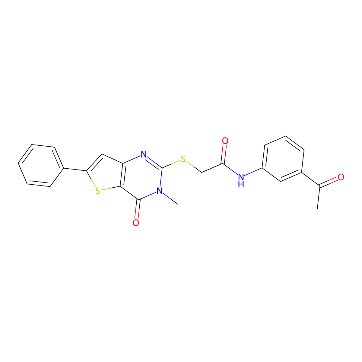 N-(3-acetylphenyl)-2-({3-methyl-4-oxo-6-phenyl-3H,4H-thieno[3,2-d]pyrimidin-2-yl}sulfanyl)acetamide molecular structure, CAS 1105199-51-6