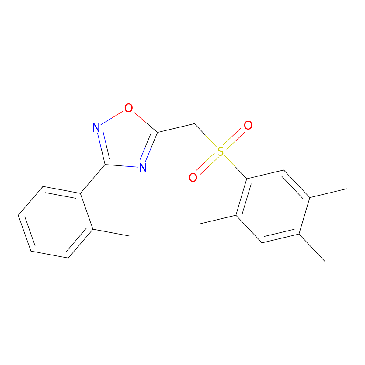 3-(2-Methylphenyl)-5-[(2,4,5-trimethylbenzenesulfonyl)methyl]-1,2,4-oxadiazole molecular structure, CAS 1105199-53-8