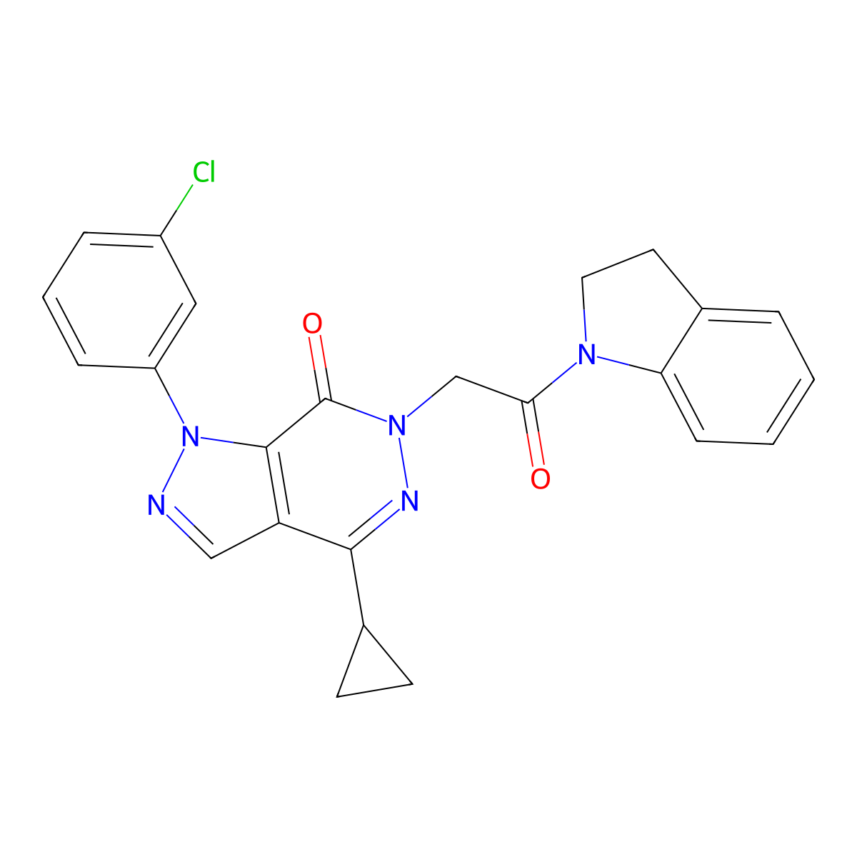 1-(3-chlorophenyl)-4-cyclopropyl-6-(2-(indolin-1-yl)-2-oxoethyl)-1H-pyrazolo[3,4-d]pyridazin-7(6H)-one molecular structure, CAS 1105199-60-7