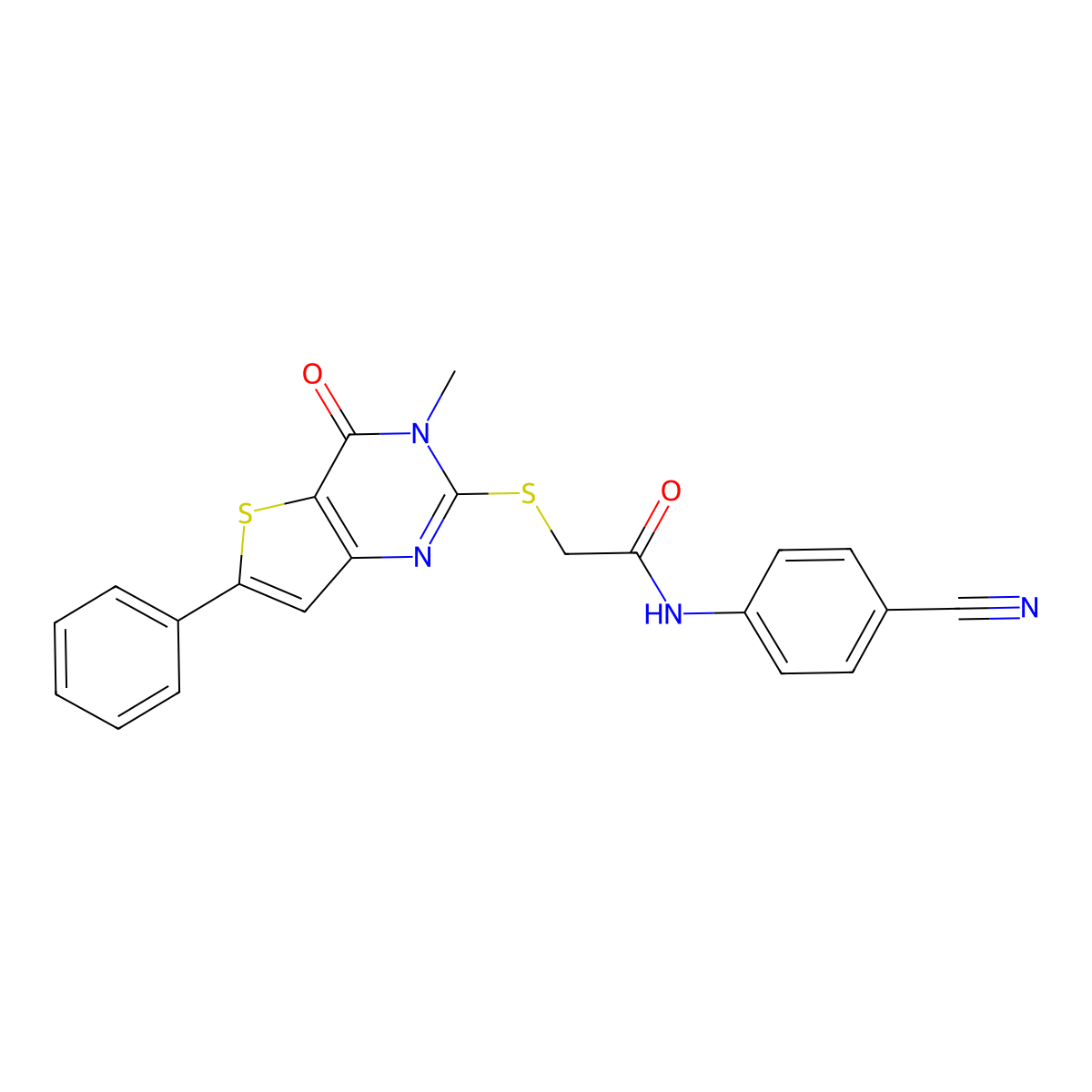 N-(4-cyanophenyl)-2-({3-methyl-4-oxo-6-phenyl-3H,4H-thieno[3,2-d]pyrimidin-2-yl}sulfanyl)acetamide molecular structure, CAS 1105199-64-1