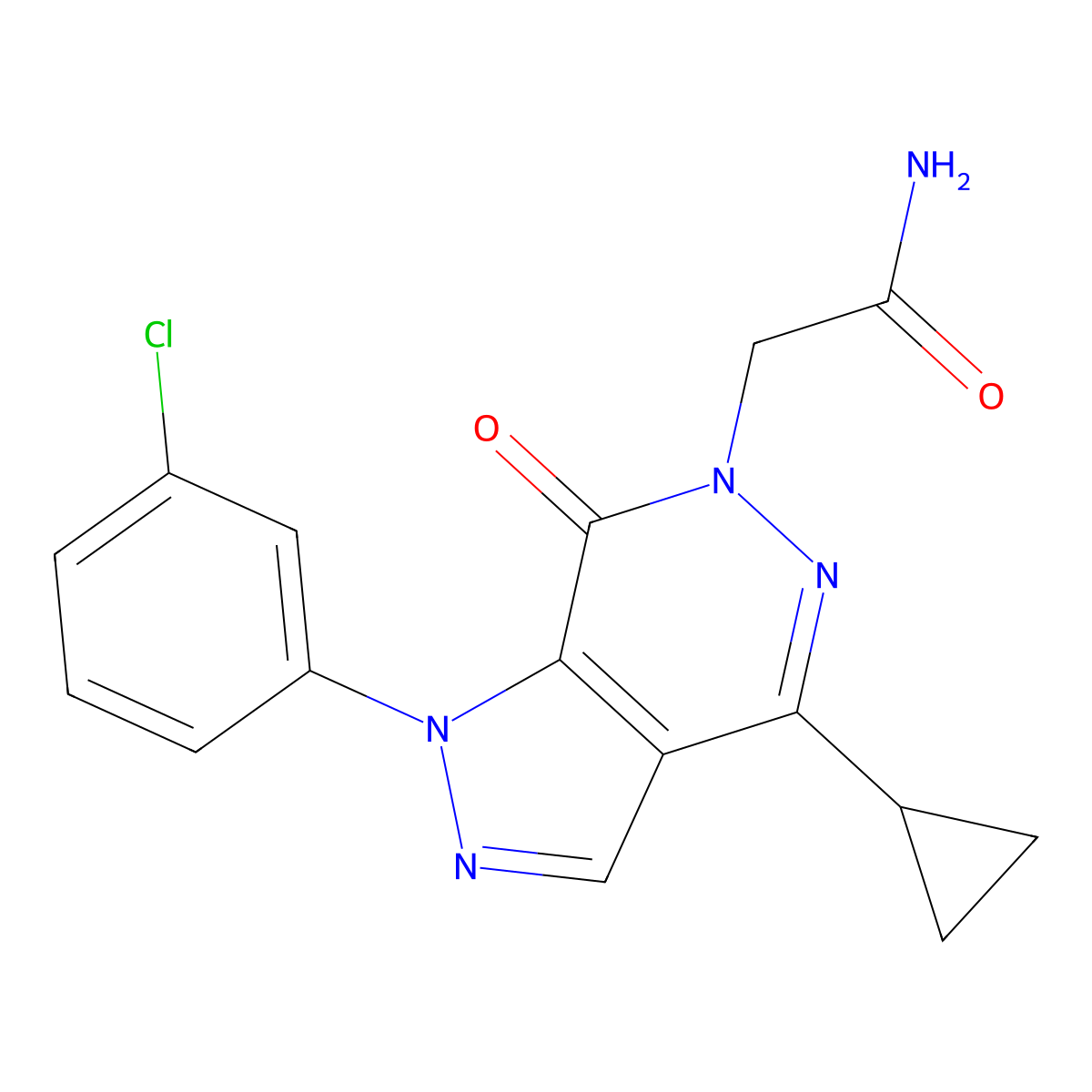 2-(1-(3-chlorophenyl)-4-cyclopropyl-7-oxo-1H-pyrazolo[3,4-d]pyridazin-6(7H)-yl)acetamide molecular structure, CAS 1105199-67-4