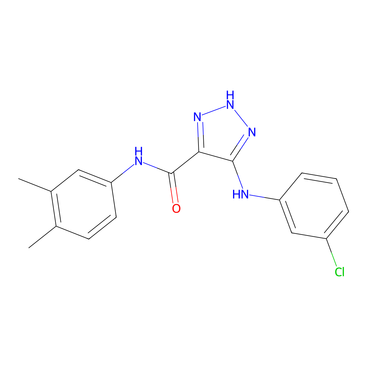 5-[(3-chlorophenyl)amino]-N-(3,4-dimethylphenyl)-1H-1,2,3-triazole-4-carboxamide molecular structure, CAS 1105199-70-9