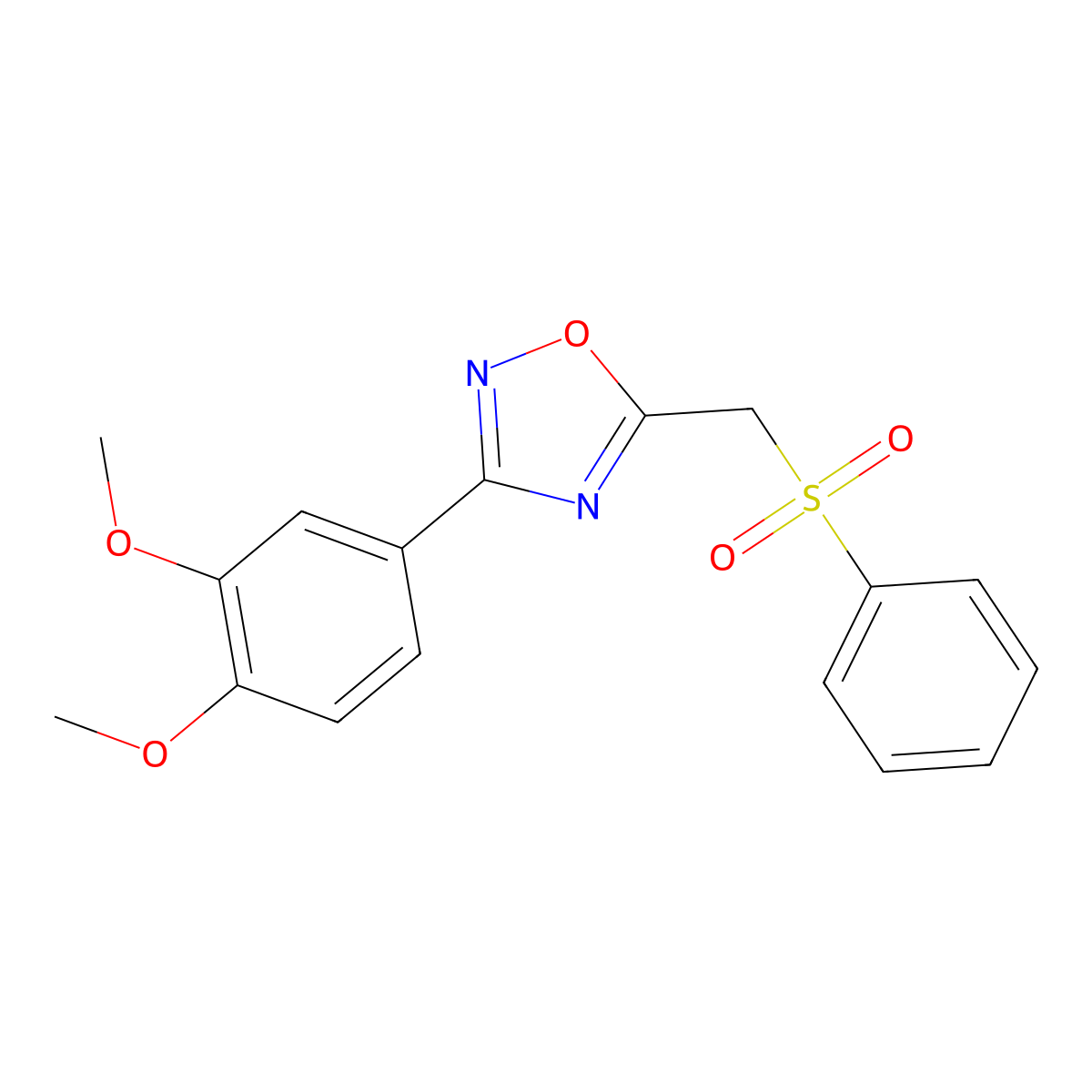 3-(3,4-Dimethoxyphenyl)-5-((phenylsulfonyl)methyl)-1,2,4-oxadiazole molecular structure, CAS 1105199-73-2