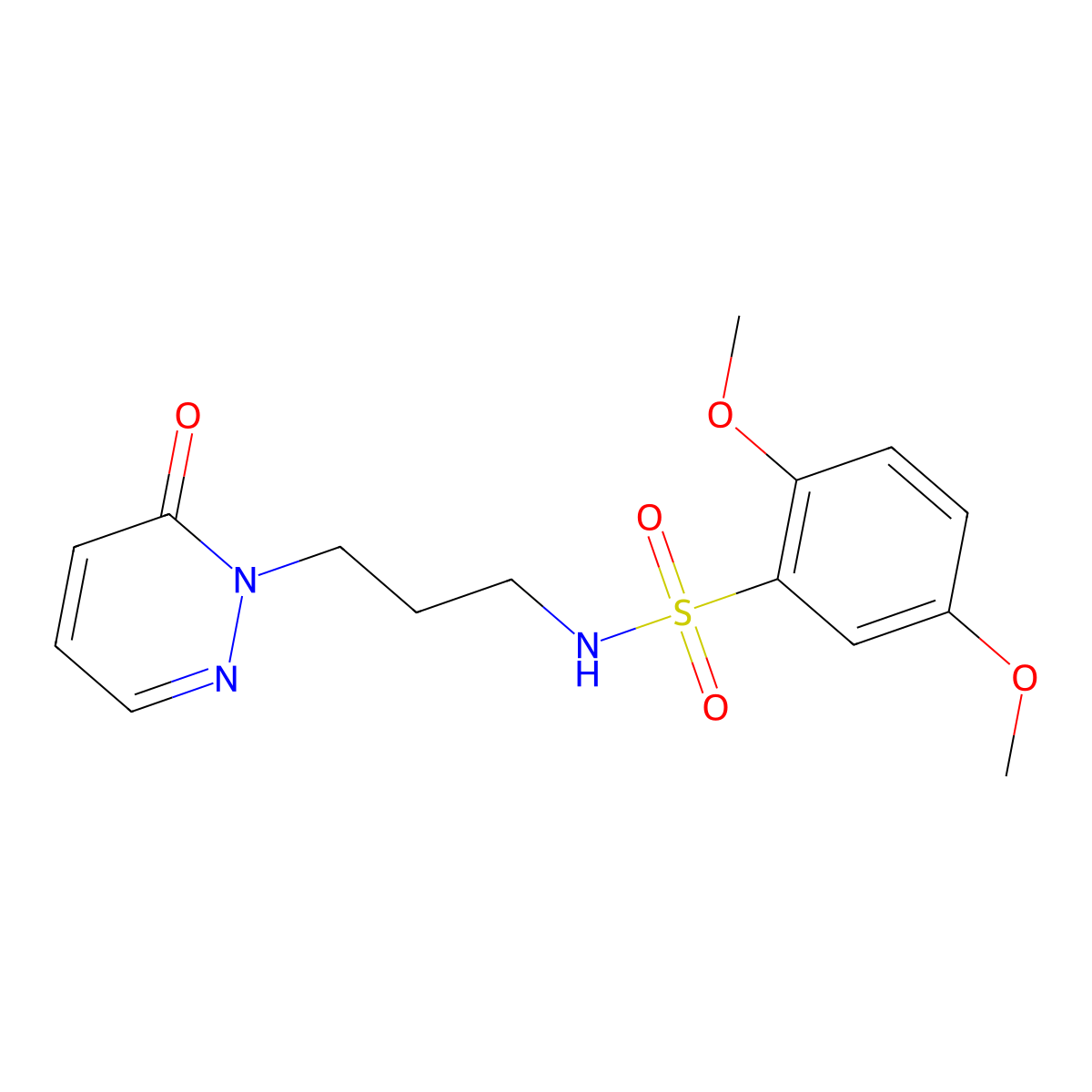 2,5-dimethoxy-N-[3-(6-oxo-1,6-dihydropyridazin-1-yl)propyl]benzene-1-sulfonamide molecular structure, CAS 1105199-86-7