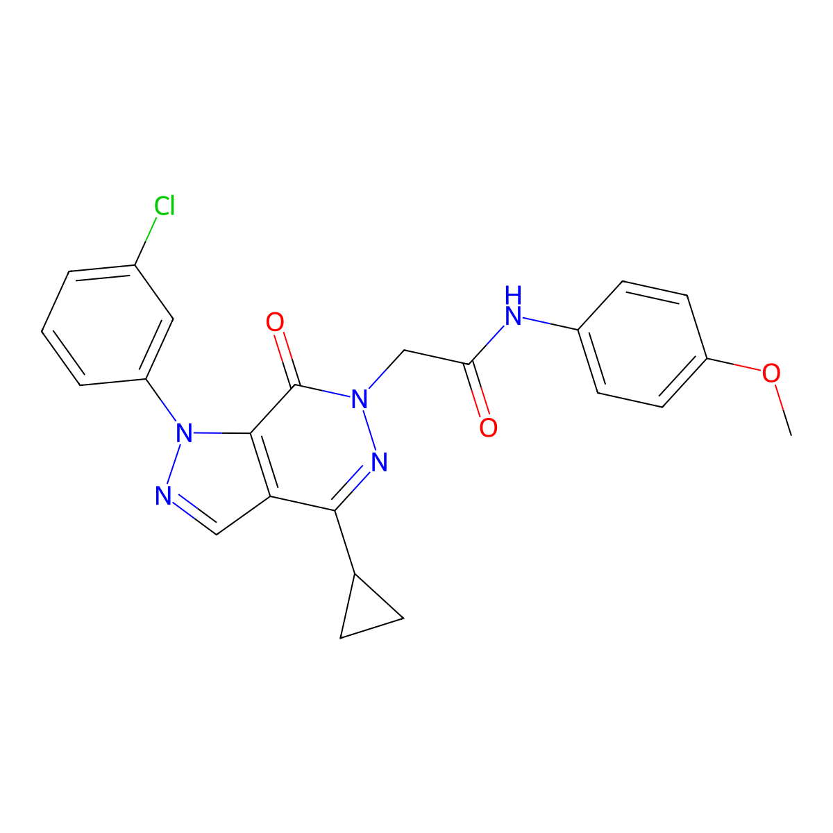 2-(1-(3-chlorophenyl)-4-cyclopropyl-7-oxo-1H-pyrazolo[3,4-d]pyridazin-6(7H)-yl)-N-(4-methoxyphenyl)acetamide molecular structure, CAS 1105199-88-9