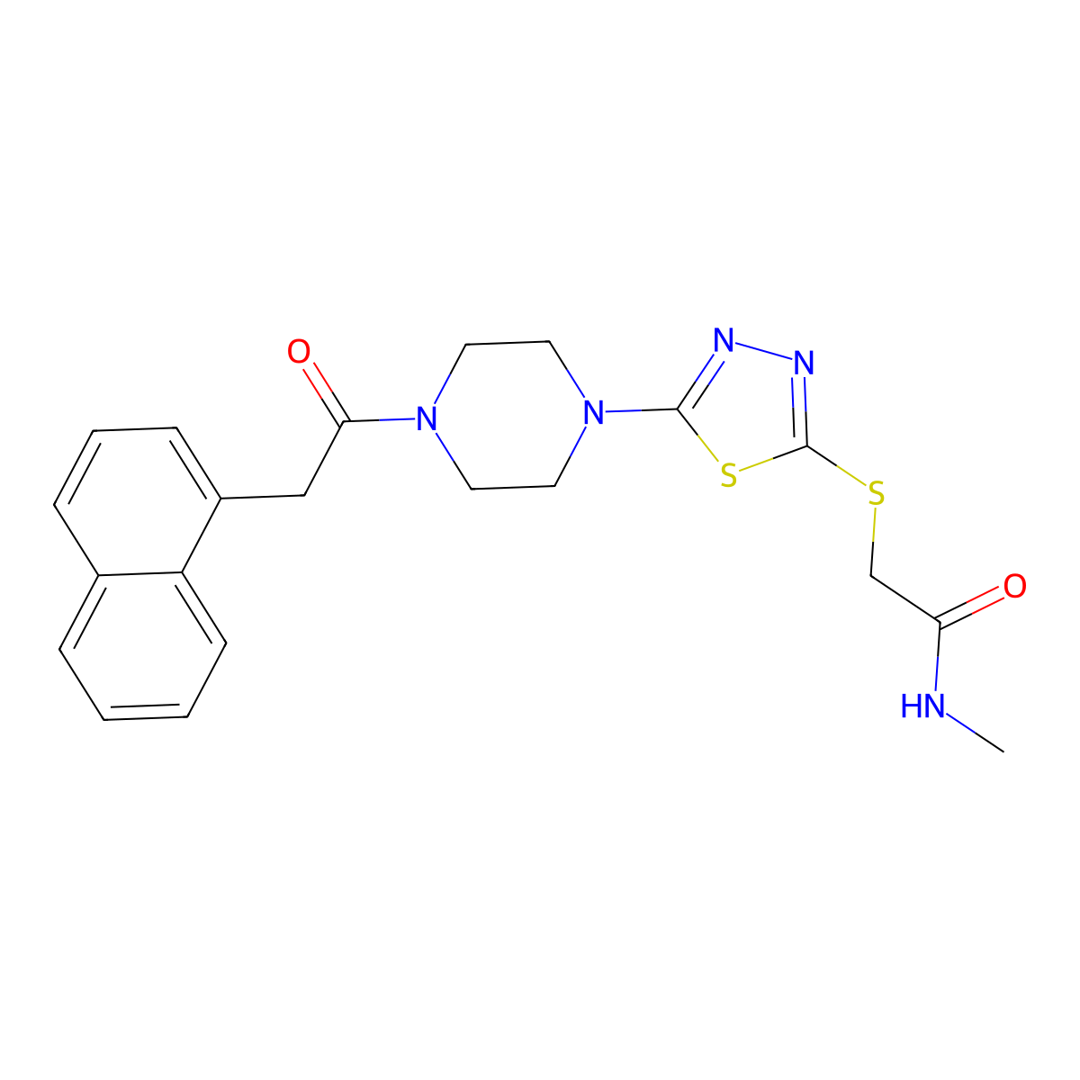 N-methyl-2-((5-(4-(2-(naphthalen-1-yl)acetyl)piperazin-1-yl)-1,3,4-thiadiazol-2-yl)thio)acetamide molecular structure, CAS 1105199-89-0