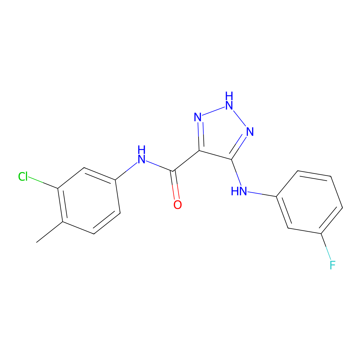 N-(3-chloro-4-methylphenyl)-5-[(3-fluorophenyl)amino]-1H-1,2,3-triazole-4-carboxamide molecular structure, CAS 1105199-91-4