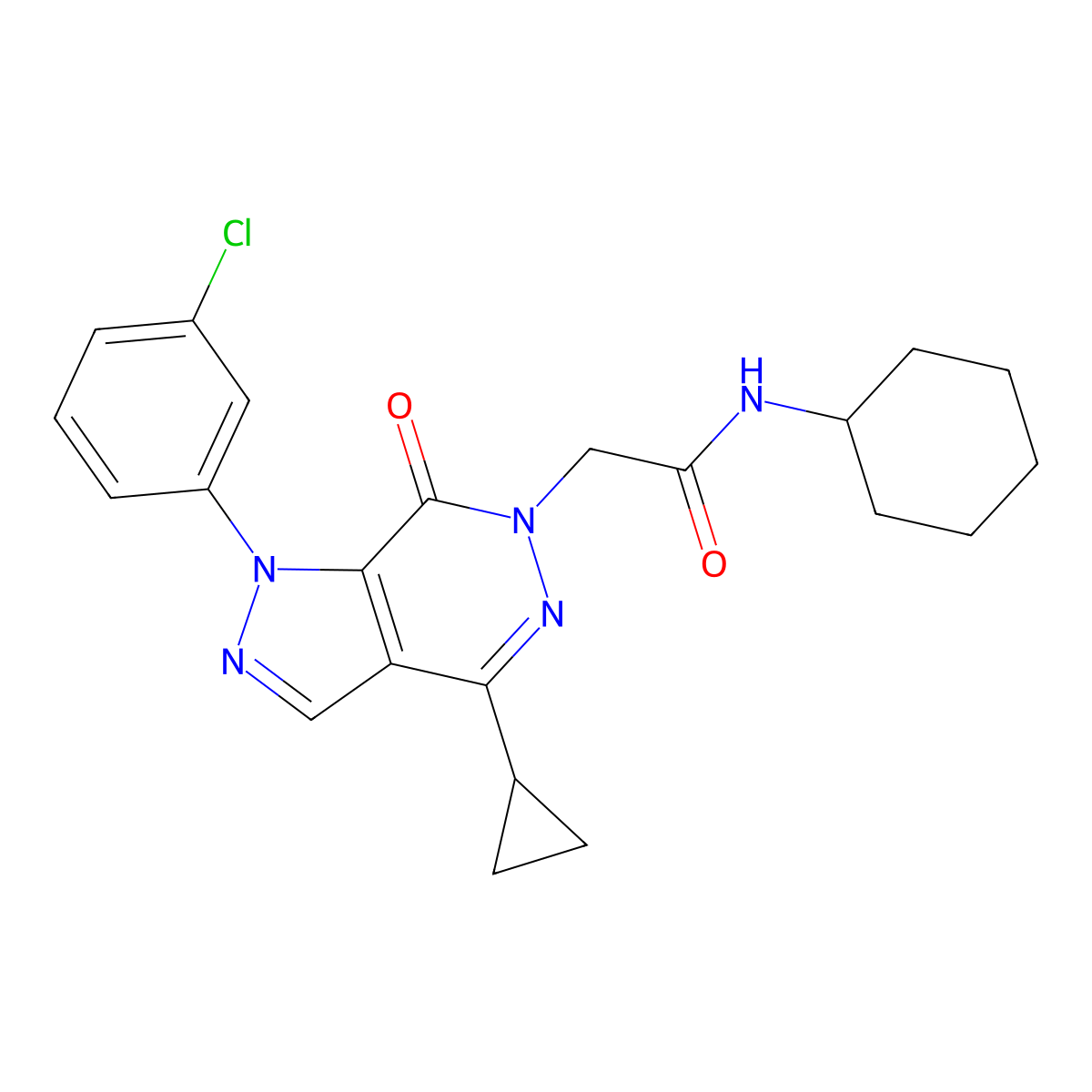 2-[1-(3-chlorophenyl)-4-cyclopropyl-7-oxopyrazolo[3,4-d]pyridazin-6-yl]-N-cyclohexylacetamide molecular structure, CAS 1105199-95-8