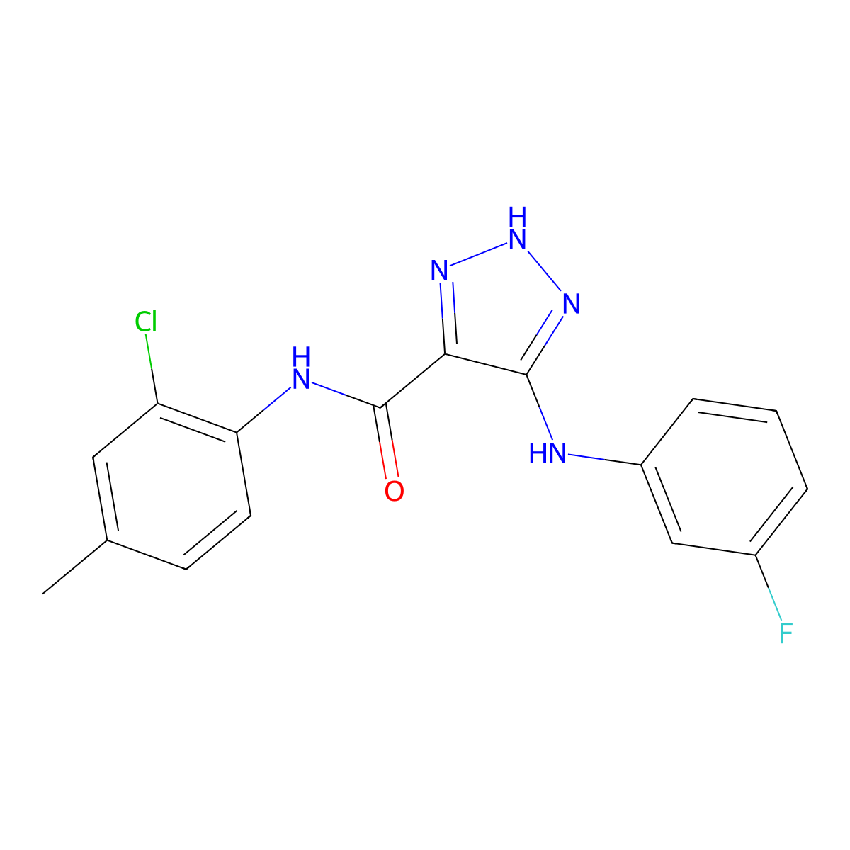 N-(2-chloro-4-methylphenyl)-5-[(3-fluorophenyl)amino]-1H-1,2,3-triazole-4-carboxamide molecular structure, CAS 1105199-98-1