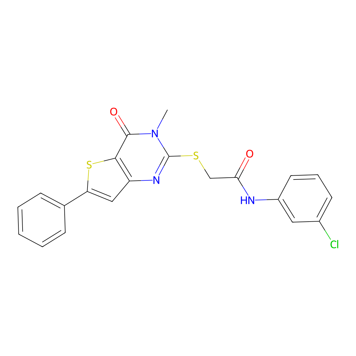 N-(3-chlorophenyl)-2-({3-methyl-4-oxo-6-phenyl-3H,4H-thieno[3,2-d]pyrimidin-2-yl}sulfanyl)acetamide molecular structure, CAS 1105199-99-2