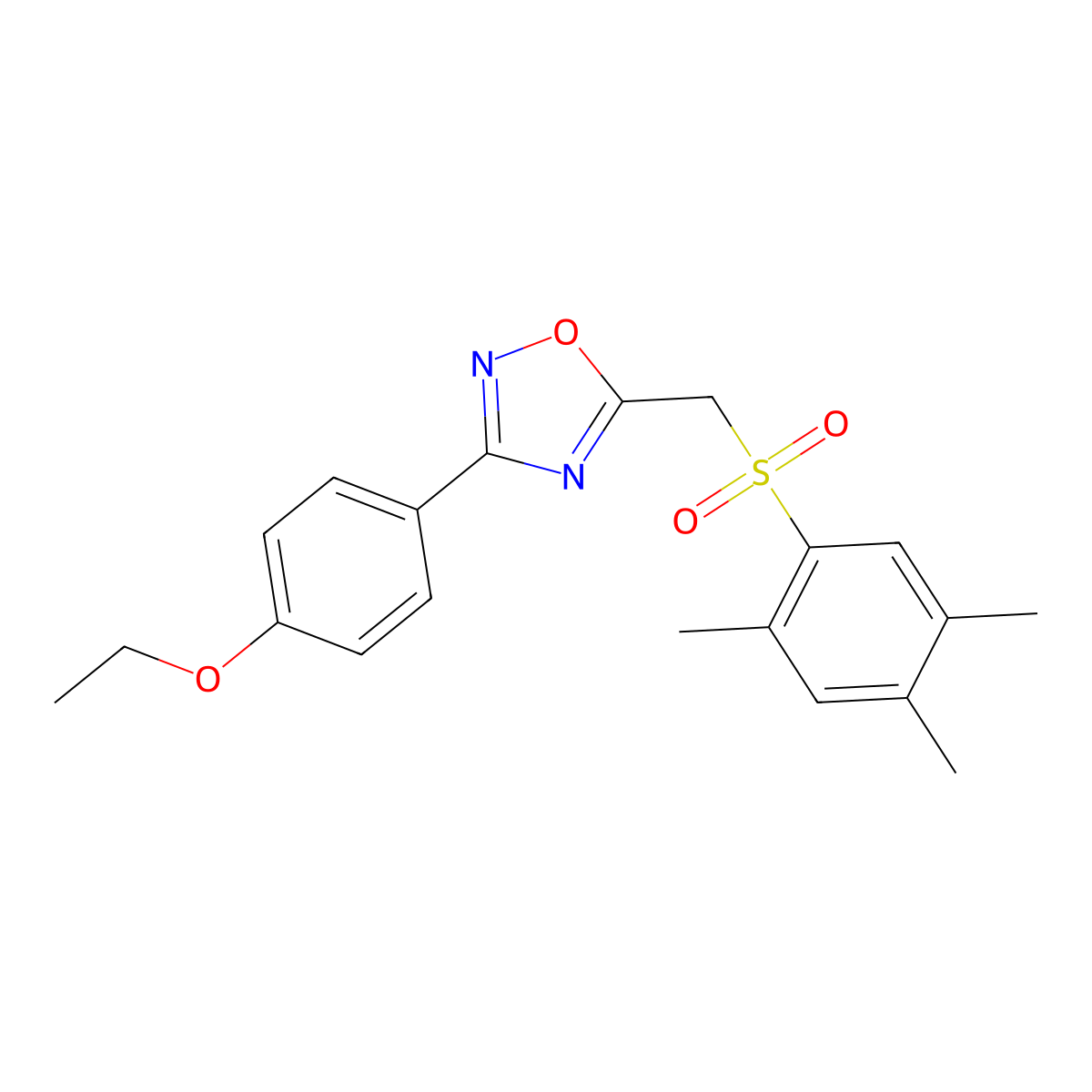 3-(4-Ethoxyphenyl)-5-(((2,4,5-trimethylphenyl)sulfonyl)methyl)-1,2,4-oxadiazole molecular structure, CAS 1105200-01-8