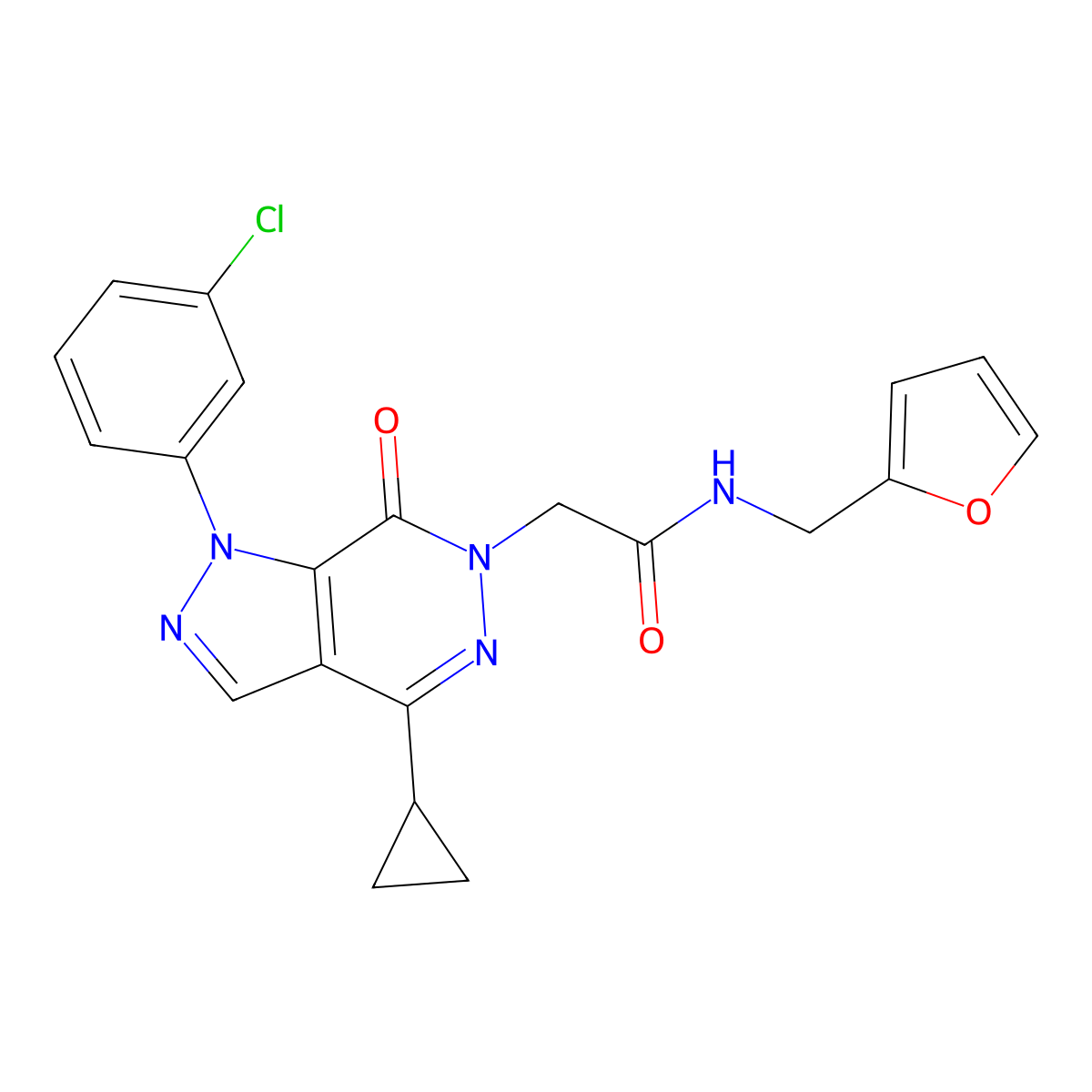 2-(1-(3-chlorophenyl)-4-cyclopropyl-7-oxo-1H-pyrazolo[3,4-d]pyridazin-6(7H)-yl)-N-(furan-2-ylmethyl)acetamide molecular structure, CAS 1105200-10-9