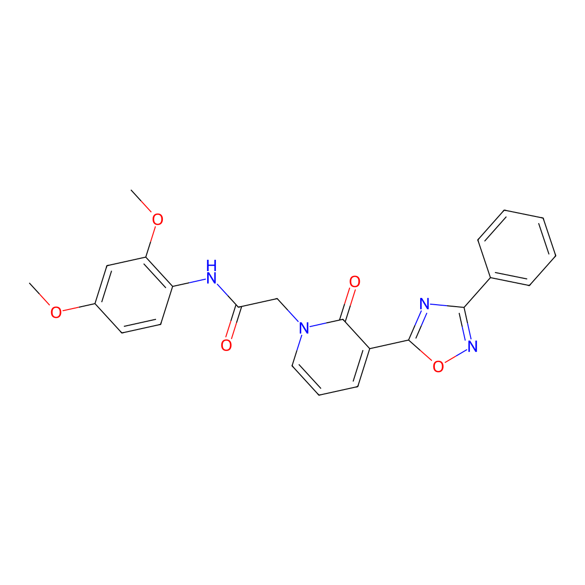 N-(2,4-dimethoxyphenyl)-2-[2-oxo-3-(3-phenyl-1,2,4-oxadiazol-5-yl)pyridin-1(2H)-yl]acetamide molecular structure, CAS 1105200-40-5