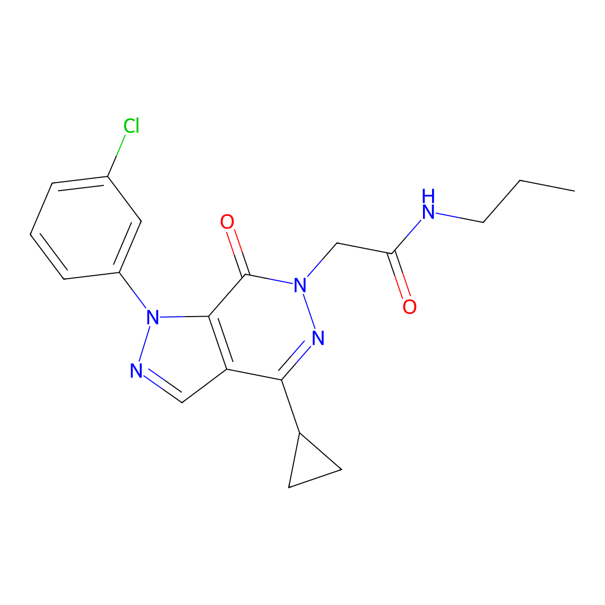 2-(1-(3-chlorophenyl)-4-cyclopropyl-7-oxo-1H-pyrazolo[3,4-d]pyridazin-6(7H)-yl)-N-propylacetamide molecular structure, CAS 1105200-41-6