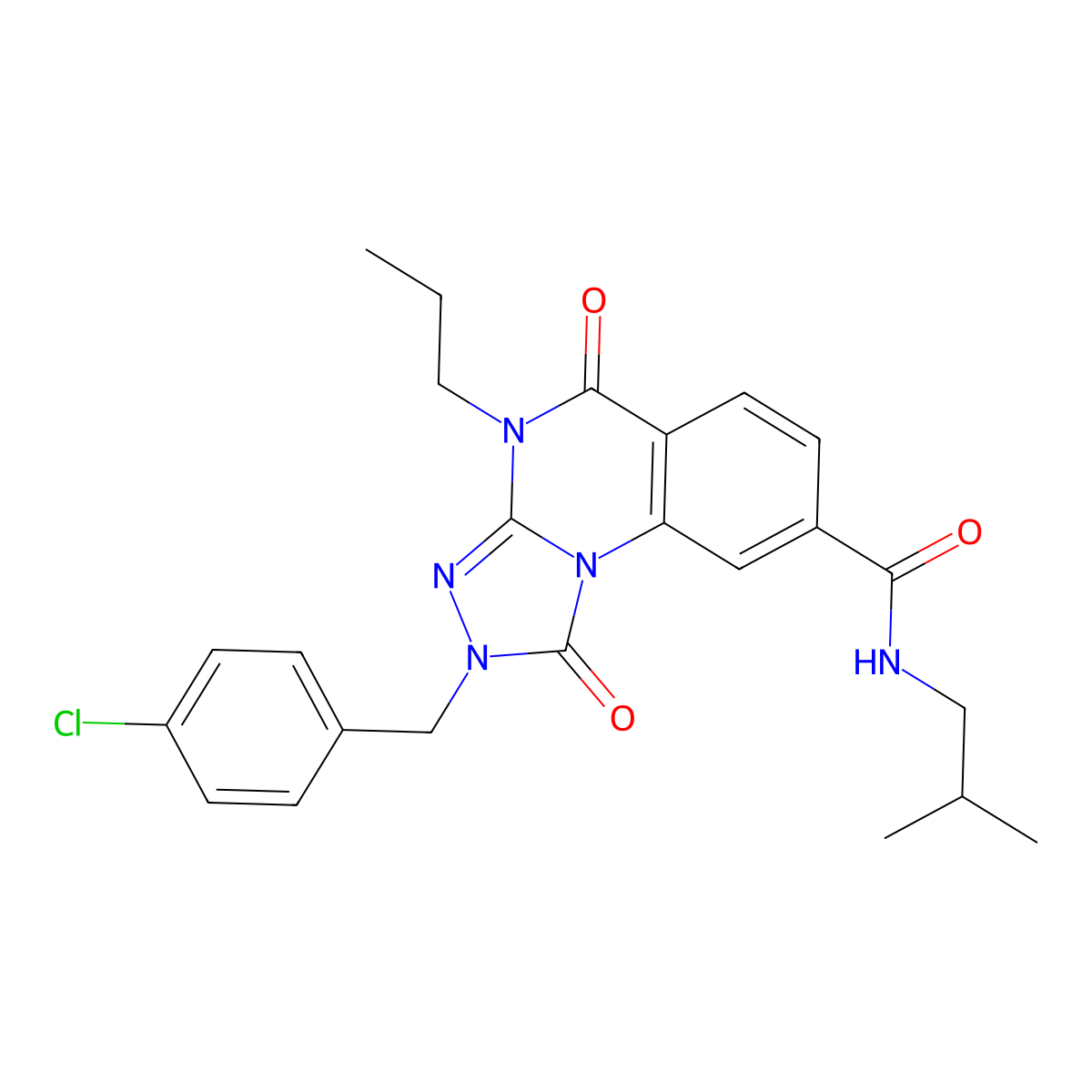 2-(4-chlorobenzyl)-N-isobutyl-1,5-dioxo-4-propyl-1,2,4,5-tetrahydro-[1,2,4]triazolo[4,3-a]quinazoline-8-carboxamide molecular structure, CAS 1105200-44-9