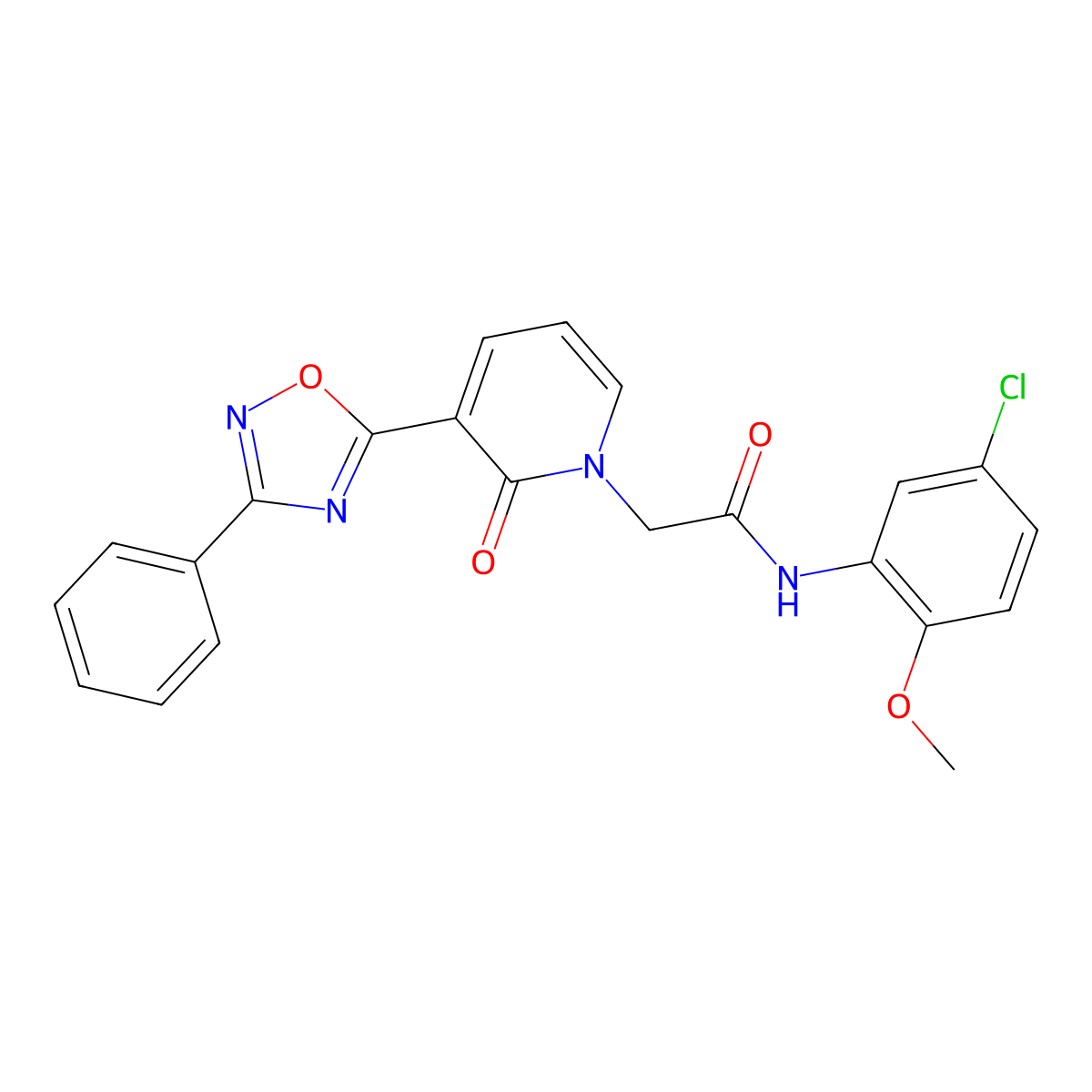 N-(5-chloro-2-methoxyphenyl)-2-[2-oxo-3-(3-phenyl-1,2,4-oxadiazol-5-yl)pyridin-1(2H)-yl]acetamide molecular structure, CAS 1105200-47-2