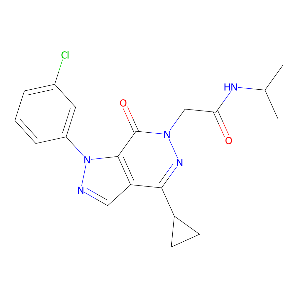 2-(1-(3-chlorophenyl)-4-cyclopropyl-7-oxo-1H-pyrazolo[3,4-d]pyridazin-6(7H)-yl)-N-isopropylacetamide molecular structure, CAS 1105200-48-3