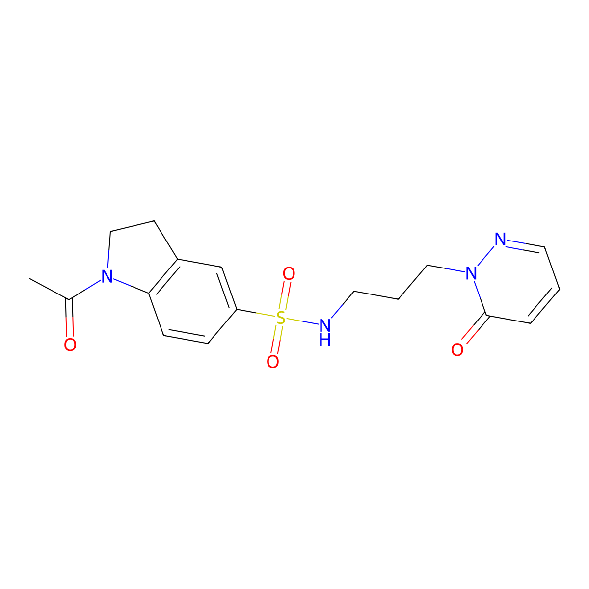 1-acetyl-N-(3-(6-oxopyridazin-1(6H)-yl)propyl)indoline-5-sulfonamide molecular structure, CAS 1105200-54-1