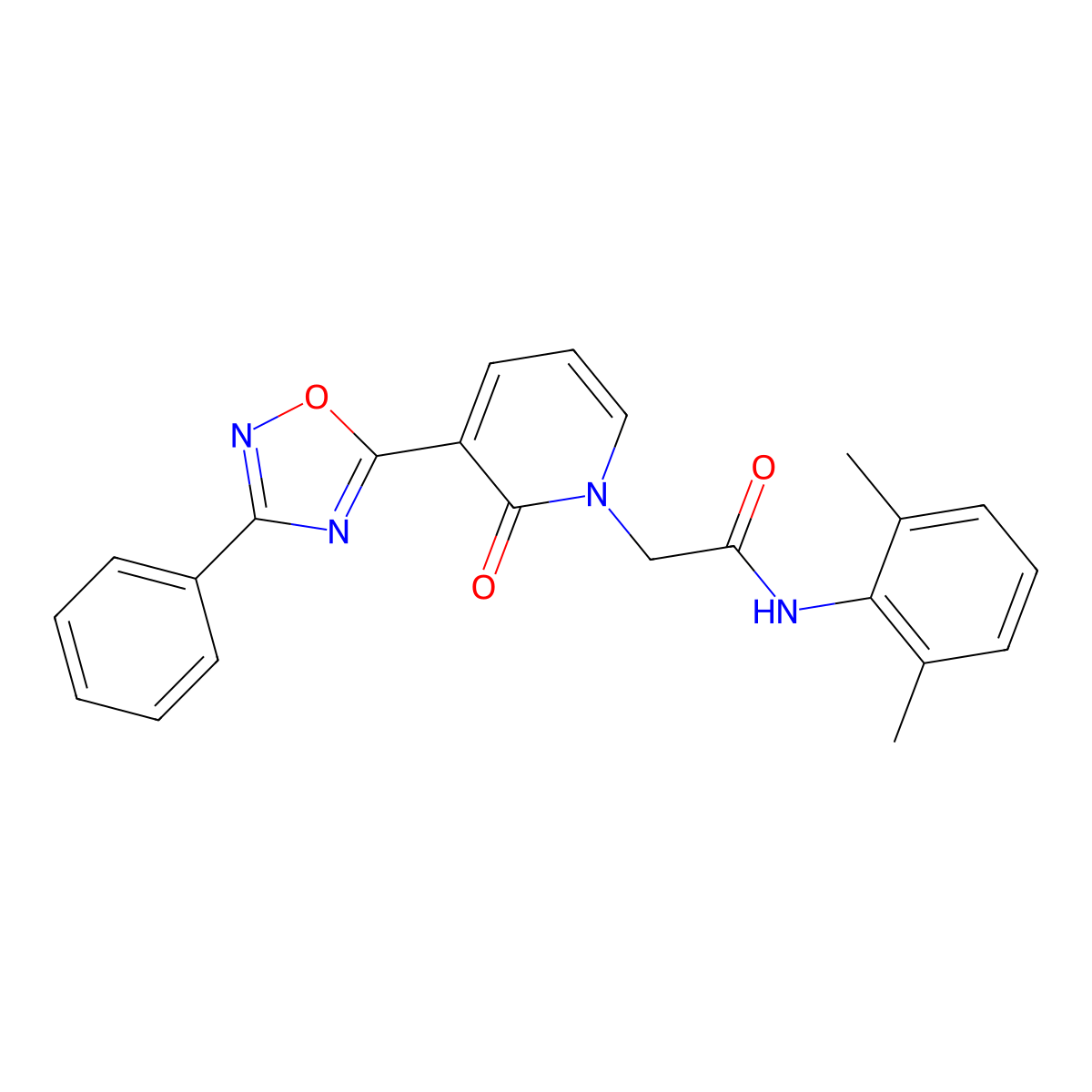 N-(2,6-dimethylphenyl)-2-[2-oxo-3-(3-phenyl-1,2,4-oxadiazol-5-yl)pyridin-1(2H)-yl]acetamide molecular structure, CAS 1105200-55-2