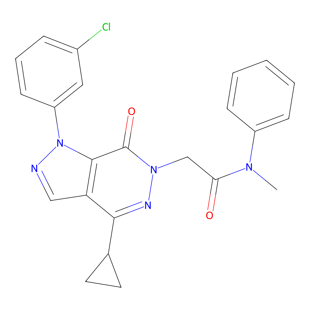2-(1-(3-chlorophenyl)-4-cyclopropyl-7-oxo-1H-pyrazolo[3,4-d]pyridazin-6(7H)-yl)-N-methyl-N-phenylacetamide molecular structure, CAS 1105200-56-3