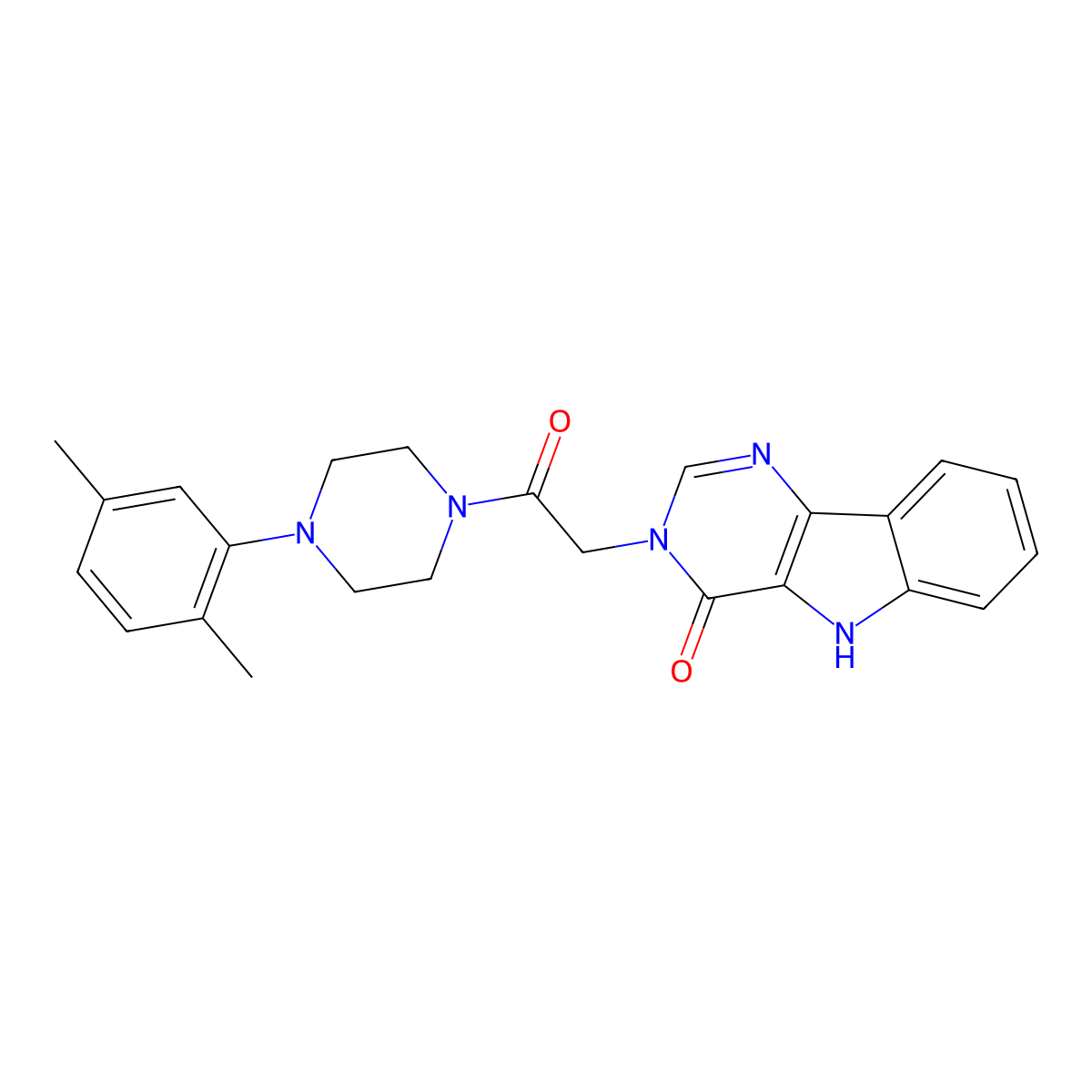 3-(2-(4-(2,5-dimethylphenyl)piperazin-1-yl)-2-oxoethyl)-3H-pyrimido[5,4-b]indol-4(5H)-one molecular structure, CAS 1105200-59-6