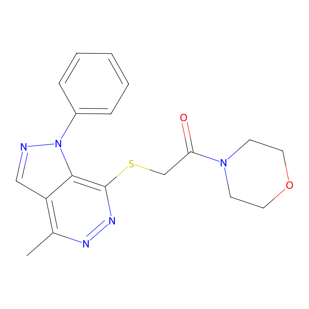 2-((4-methyl-1-phenyl-1H-pyrazolo[3,4-d]pyridazin-7-yl)thio)-1-morpholinoethanone molecular structure, CAS 1105200-70-1