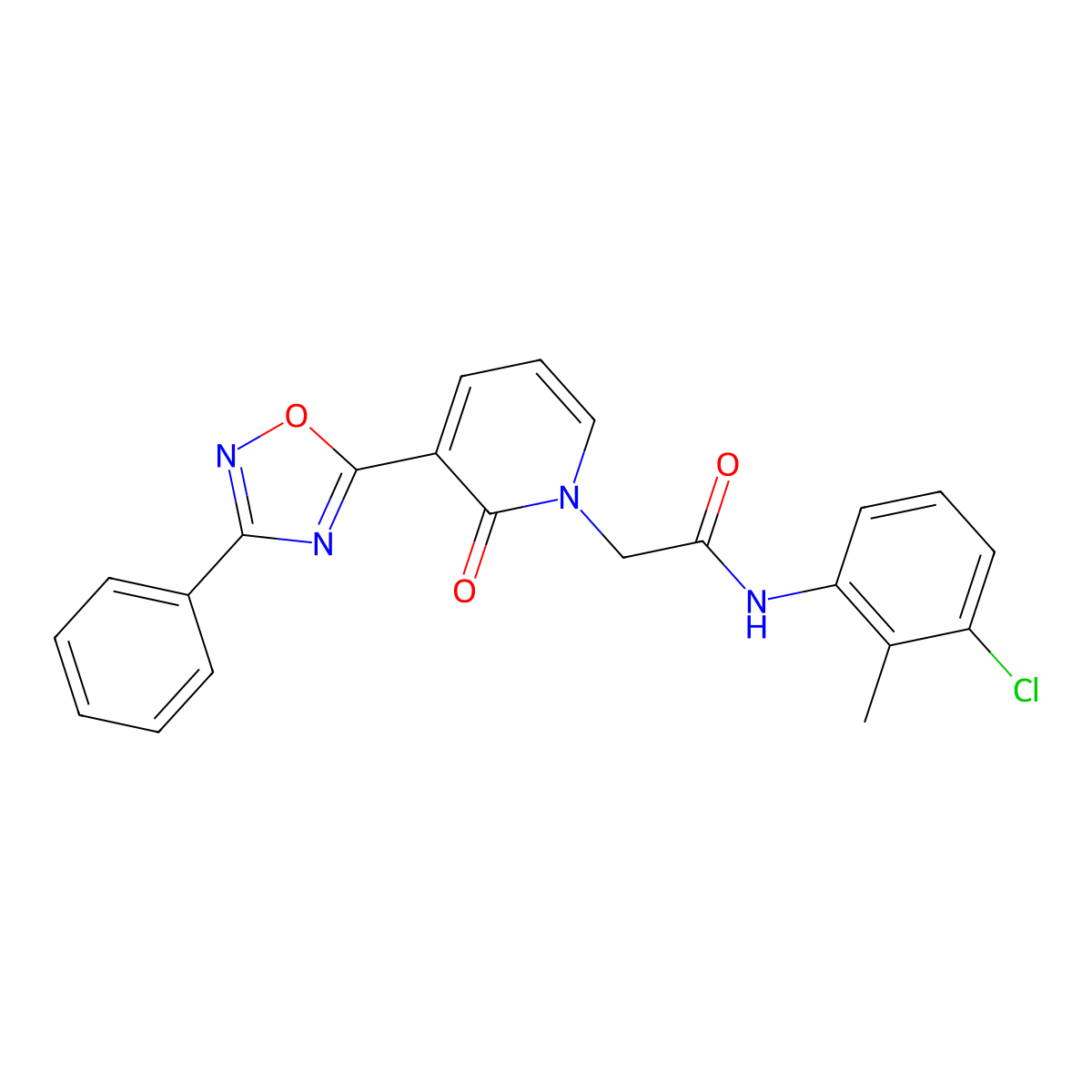 N-(3-chloro-2-methylphenyl)-2-[2-oxo-3-(3-phenyl-1,2,4-oxadiazol-5-yl)pyridin-1(2H)-yl]acetamide molecular structure, CAS 1105200-71-2