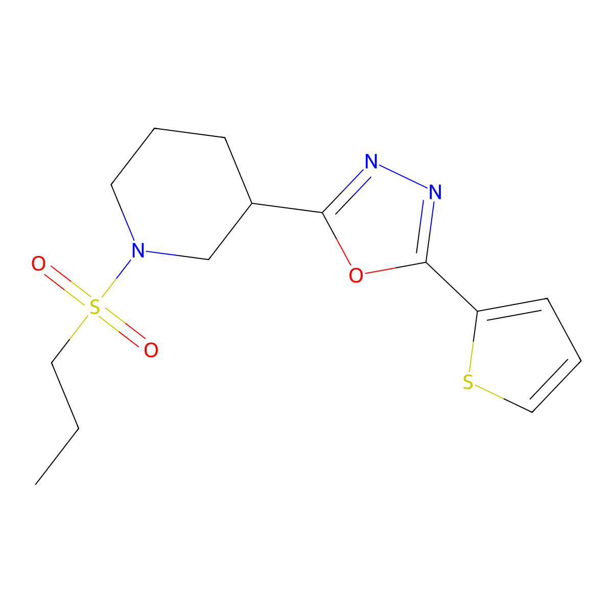 2-(1-(Propylsulfonyl)piperidin-3-yl)-5-(thiophen-2-yl)-1,3,4-oxadiazole molecular structure, CAS 1105200-74-5