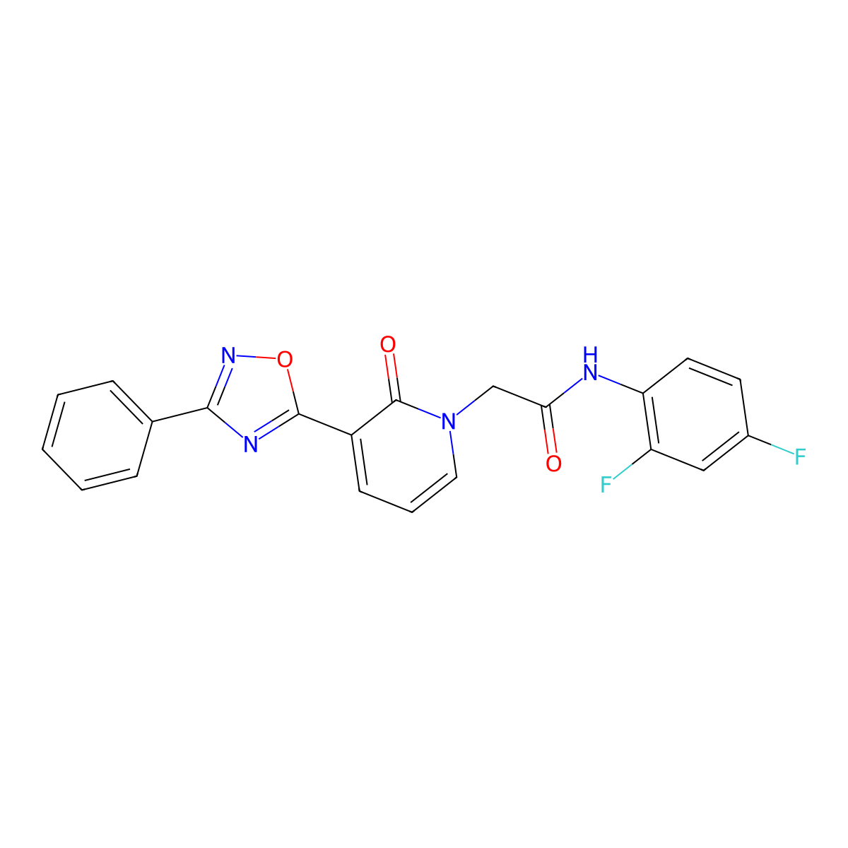 N-(2,4-difluorophenyl)-2-[2-oxo-3-(3-phenyl-1,2,4-oxadiazol-5-yl)pyridin-1(2H)-yl]acetamide molecular structure, CAS 1105200-82-5
