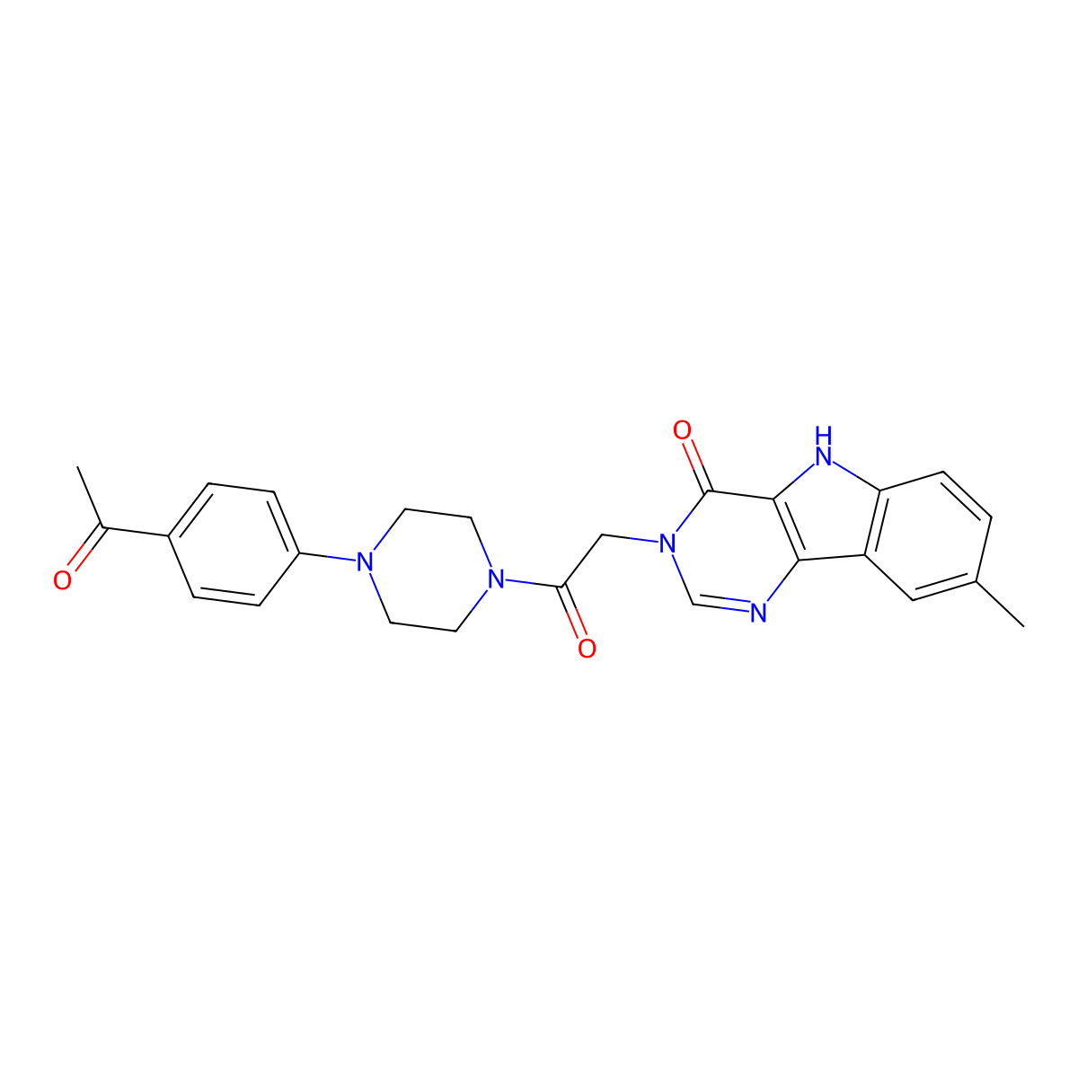 3-{2-[4-(4-acetylphenyl)piperazin-1-yl]-2-oxoethyl}-8-methyl-3,5-dihydro-4H-pyrimido[5,4-b]indol-4-one molecular structure, CAS 1105200-83-6