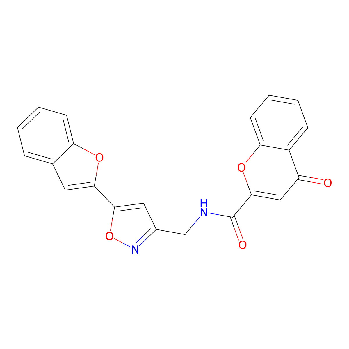 N-((5-(benzofuran-2-yl)isoxazol-3-yl)methyl)-4-oxo-4H-chromene-2-carboxamide molecular structure, CAS 1105200-85-8