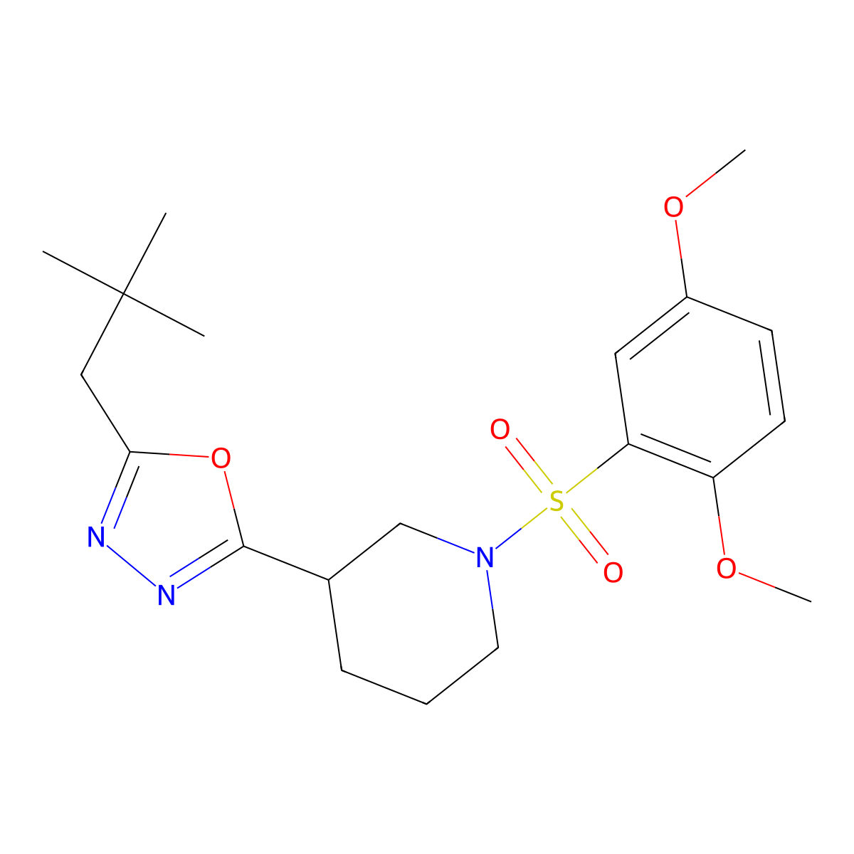 2-(1-((2,5-Dimethoxyphenyl)sulfonyl)piperidin-3-yl)-5-neopentyl-1,3,4-oxadiazole molecular structure, CAS 1105200-89-2