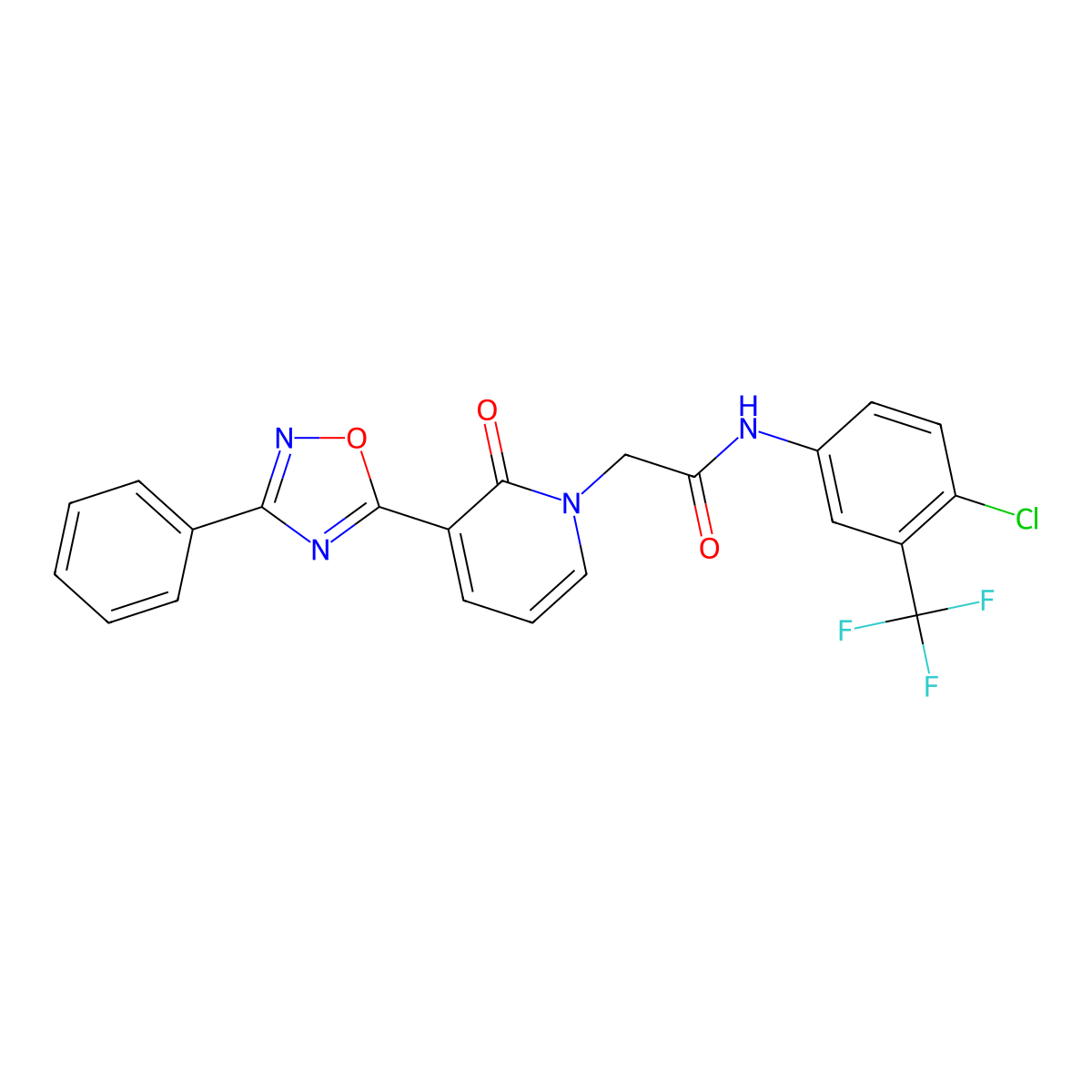 N-[4-chloro-3-(trifluoromethyl)phenyl]-2-[2-oxo-3-(3-phenyl-1,2,4-oxadiazol-5-yl)pyridin-1(2H)-yl]acetamide molecular structure, CAS 1105200-90-5