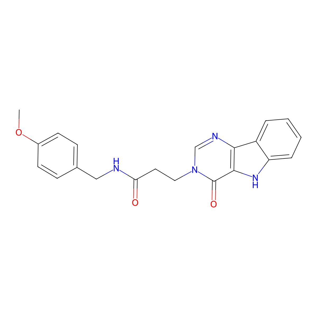 N-(4-methoxybenzyl)-3-(4-oxo-4,5-dihydro-3H-pyrimido[5,4-b]indol-3-yl)propanamide molecular structure, CAS 1105200-91-6