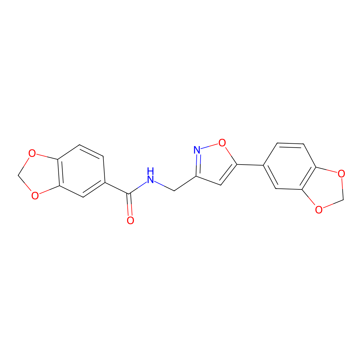N-((5-(benzo[d][1,3]dioxol-5-yl)isoxazol-3-yl)methyl)benzo[d][1,3]dioxole-5-carboxamide molecular structure, CAS 1105200-93-8