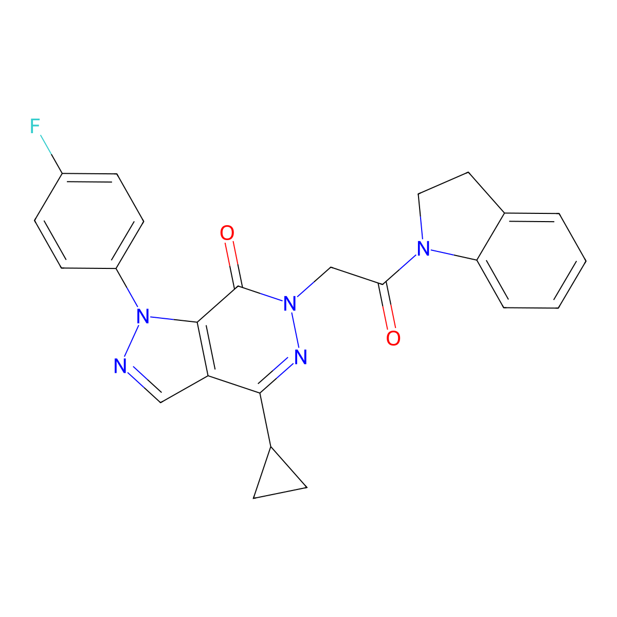 4-cyclopropyl-1-(4-fluorophenyl)-6-(2-(indolin-1-yl)-2-oxoethyl)-1H-pyrazolo[3,4-d]pyridazin-7(6H)-one molecular structure, CAS 1105200-95-0