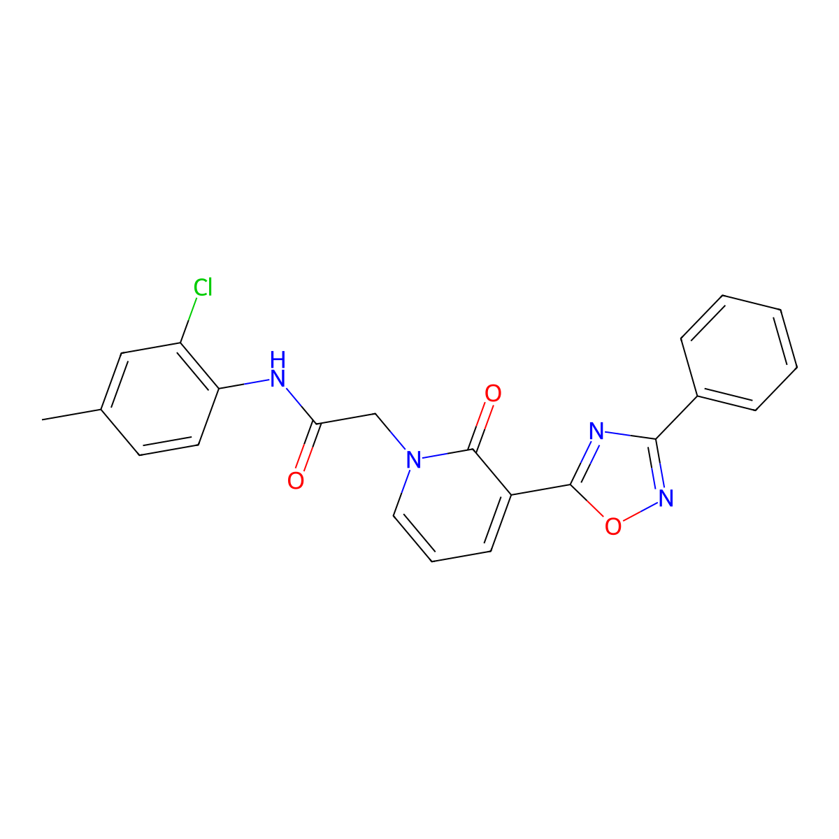 N-(2-chloro-4-methylphenyl)-2-[2-oxo-3-(3-phenyl-1,2,4-oxadiazol-5-yl)pyridin-1(2H)-yl]acetamide molecular structure, CAS 1105200-98-3