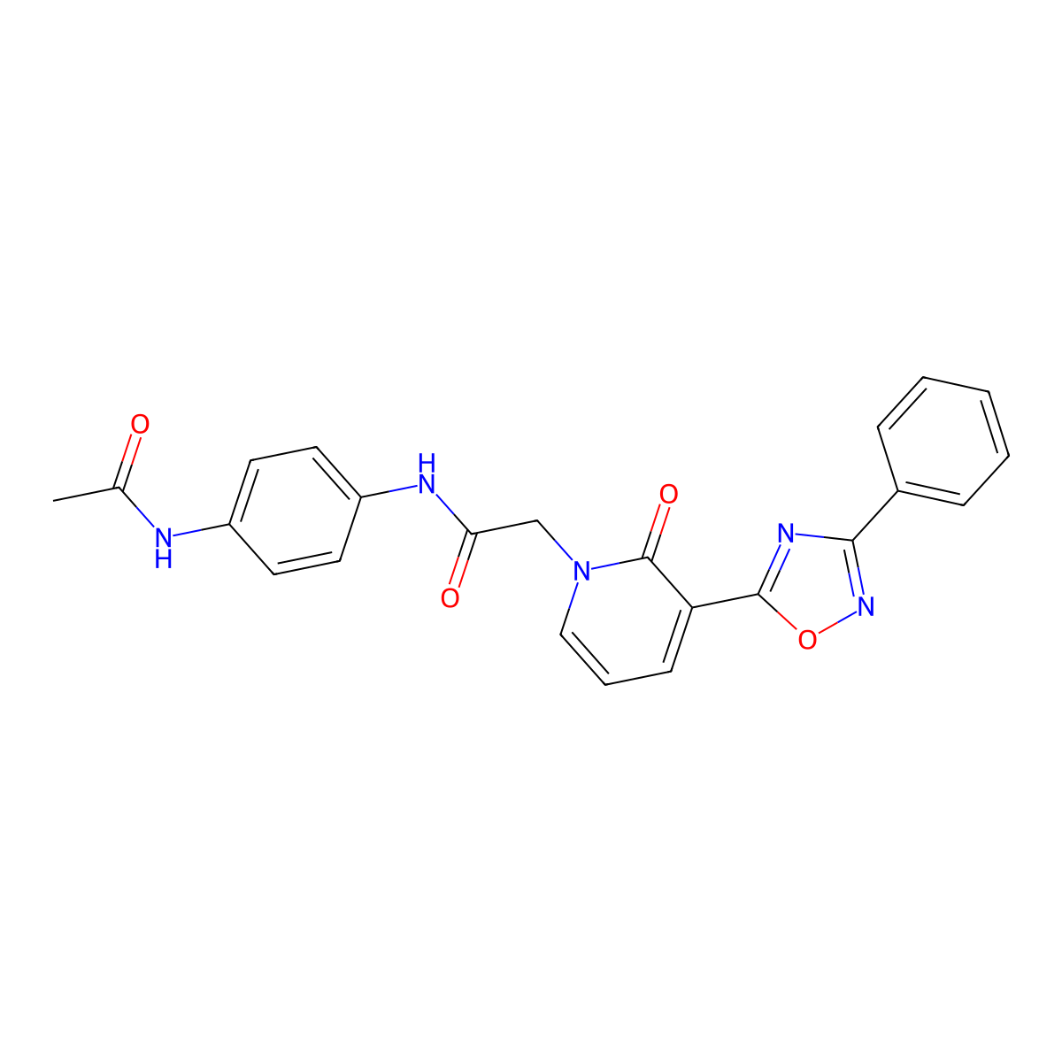 N-[4-(acetylamino)phenyl]-2-[2-oxo-3-(3-phenyl-1,2,4-oxadiazol-5-yl)pyridin-1(2H)-yl]acetamide molecular structure, CAS 1105201-06-6