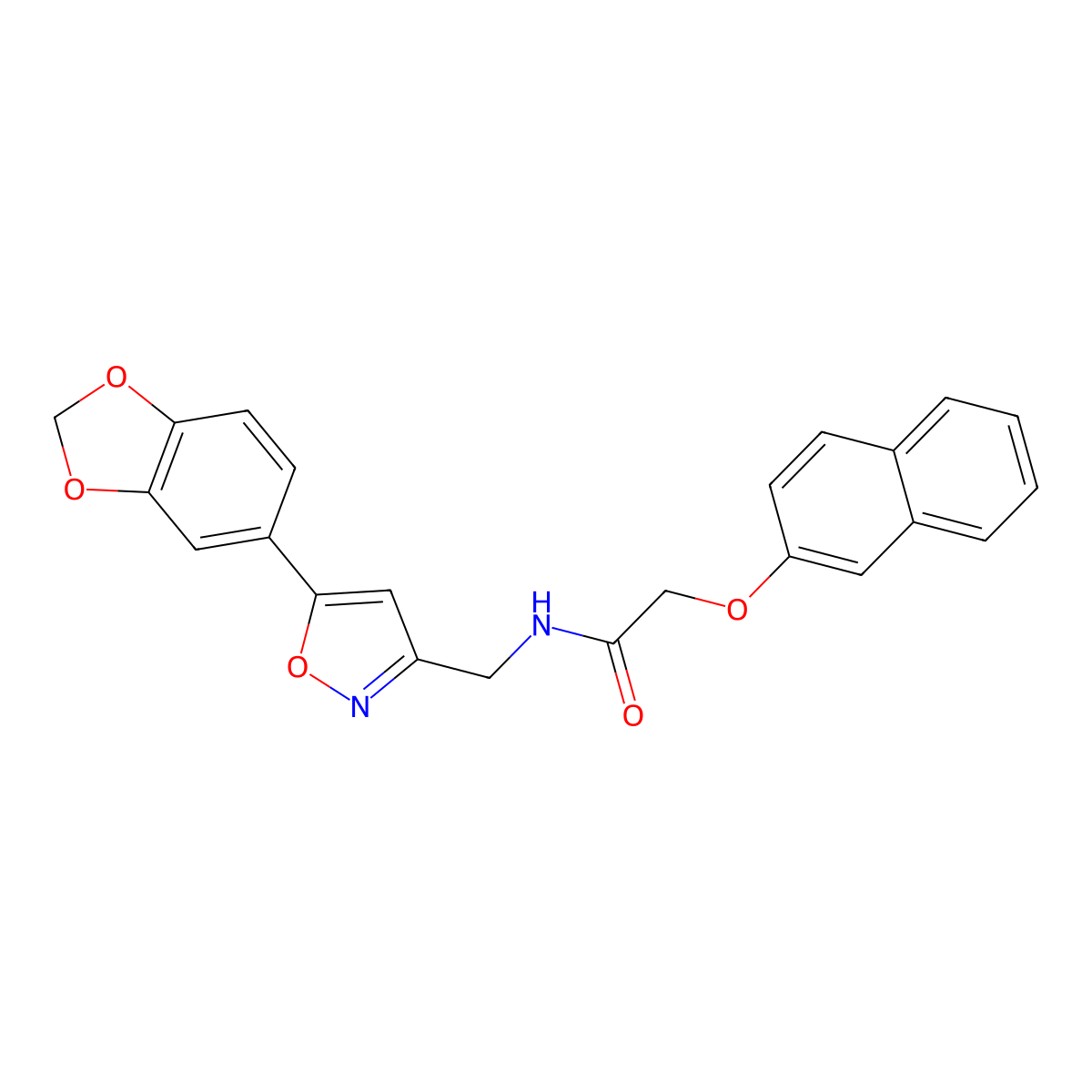 N-((5-(benzo[d][1,3]dioxol-5-yl)isoxazol-3-yl)methyl)-2-(naphthalen-2-yloxy)acetamide molecular structure, CAS 1105201-09-9