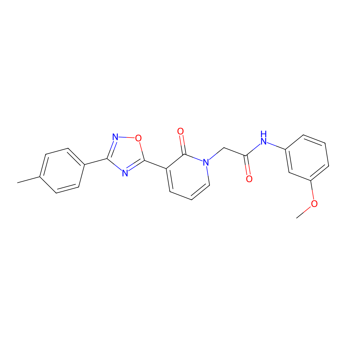 N-(3-methoxyphenyl)-2-{3-[3-(4-methylphenyl)-1,2,4-oxadiazol-5-yl]-2-oxo-1,2-dihydropyridin-1-yl}acetamide molecular structure, CAS 1105201-14-6