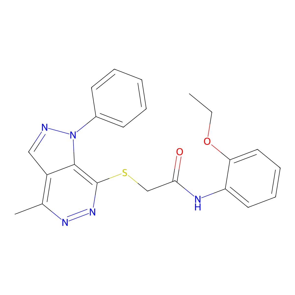 N-(2-ethoxyphenyl)-2-((4-methyl-1-phenyl-1H-pyrazolo[3,4-d]pyridazin-7-yl)thio)acetamide molecular structure, CAS 1105201-18-0