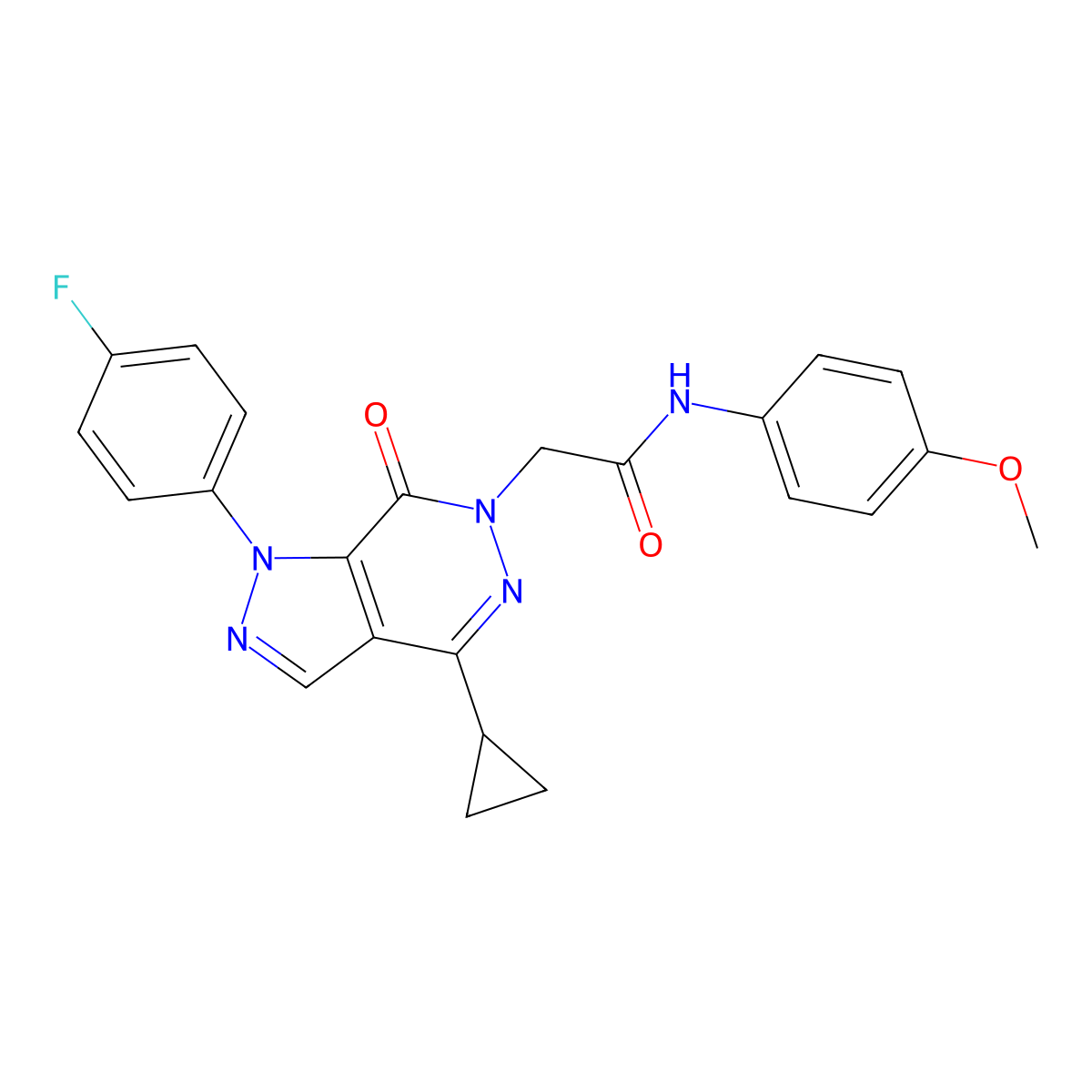2-(4-cyclopropyl-1-(4-fluorophenyl)-7-oxo-1H-pyrazolo[3,4-d]pyridazin-6(7H)-yl)-N-(4-methoxyphenyl)acetamide molecular structure, CAS 1105201-19-1