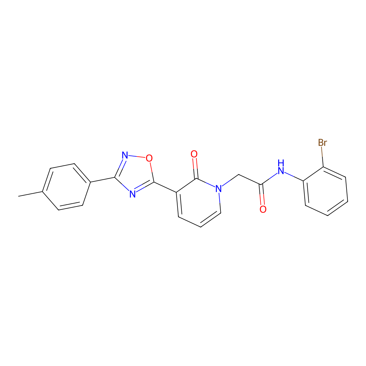 N-(2-bromophenyl)-2-[3-[3-(4-methylphenyl)-1,2,4-oxadiazol-5-yl]-2-oxopyridin-1(2H)-yl]acetamide molecular structure, CAS 1105201-22-6