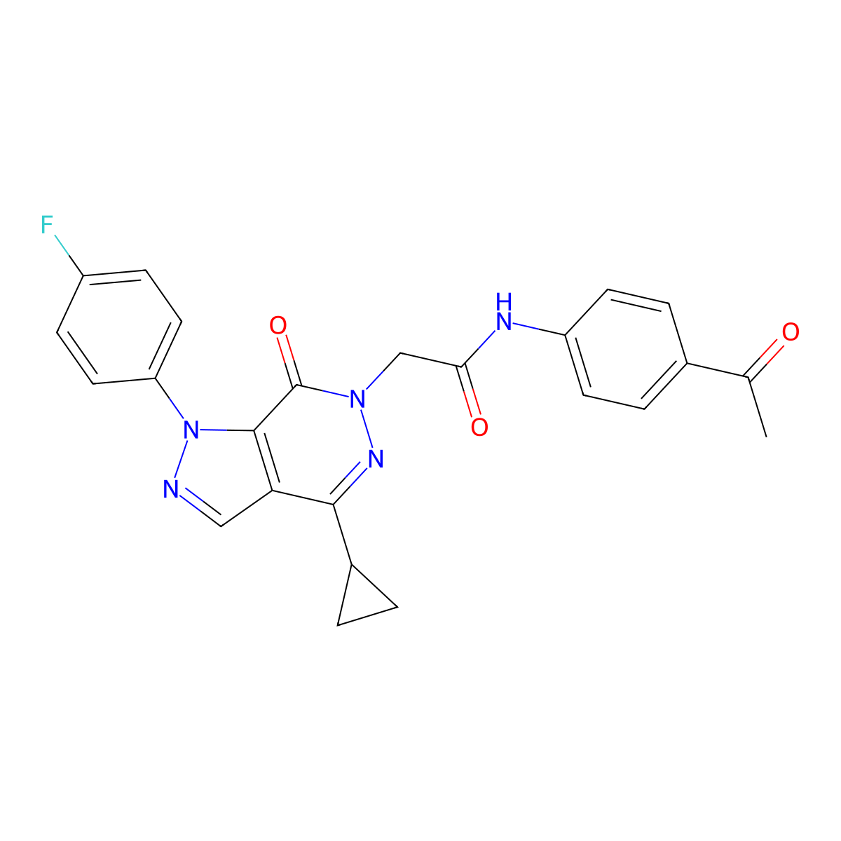 N-(4-acetylphenyl)-2-(4-cyclopropyl-1-(4-fluorophenyl)-7-oxo-1H-pyrazolo[3,4-d]pyridazin-6(7H)-yl)acetamide molecular structure, CAS 1105201-27-1