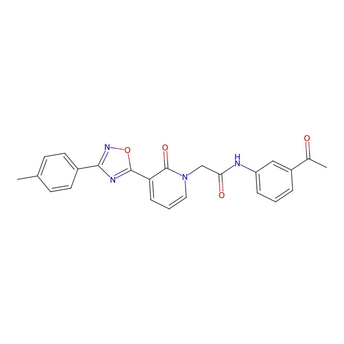 N-(3-acetylphenyl)-2-[3-[3-(4-methylphenyl)-1,2,4-oxadiazol-5-yl]-2-oxopyridin-1(2H)-yl]acetamide molecular structure, CAS 1105201-30-6