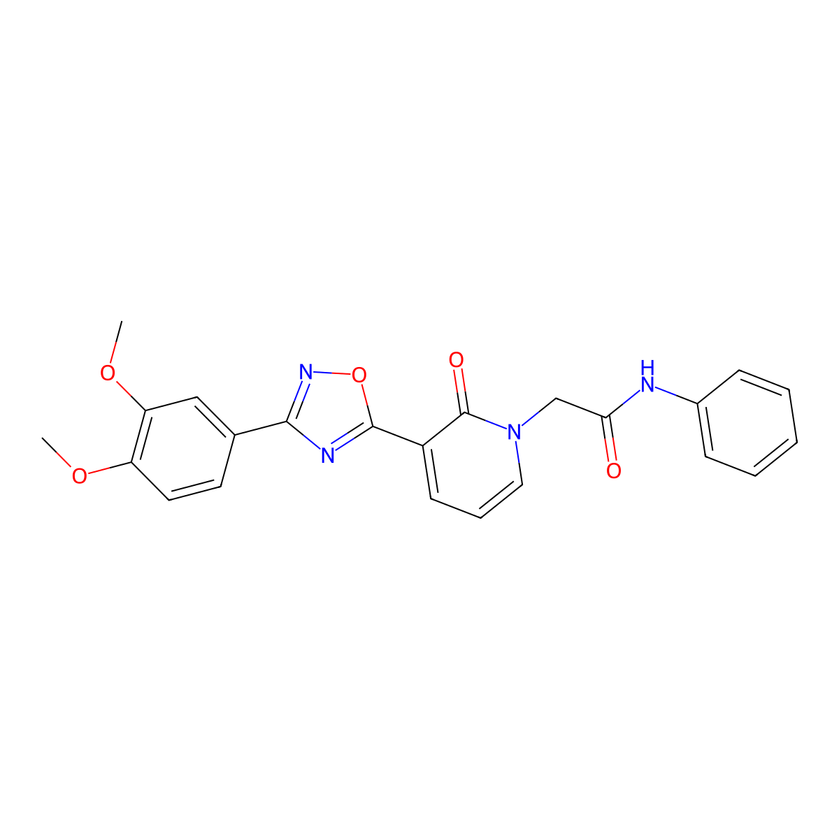 2-(3-(3-(3,4-dimethoxyphenyl)-1,2,4-oxadiazol-5-yl)-2-oxopyridin-1(2H)-yl)-N-phenylacetamide molecular structure, CAS 1105201-38-4